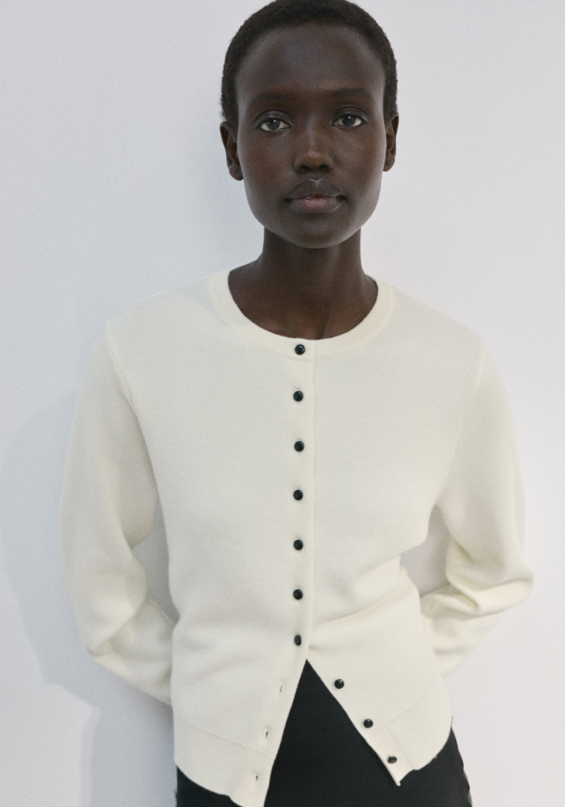 Knitted Button Cardigan - Cream