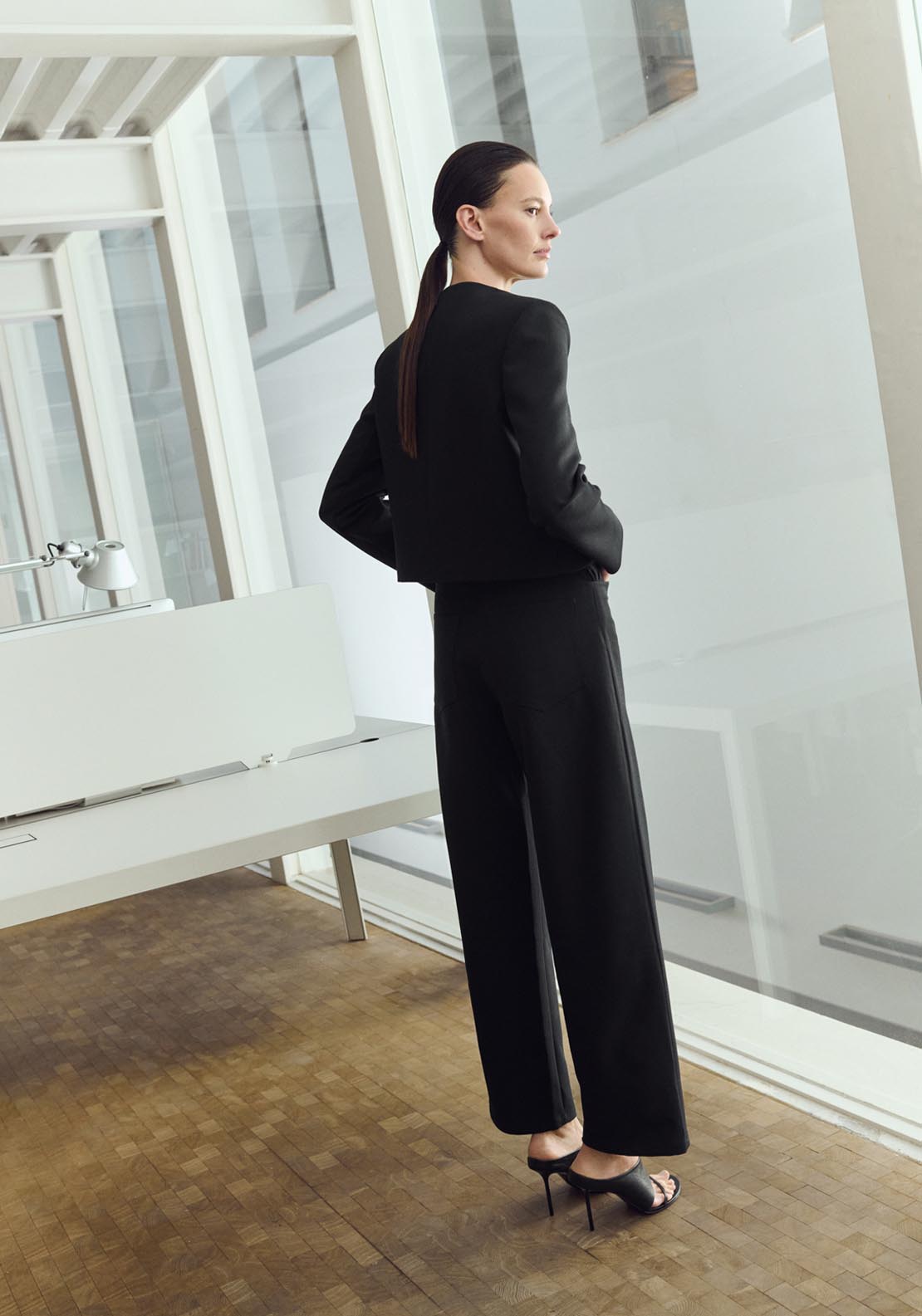 Mid Rise Suit Trousers - Black