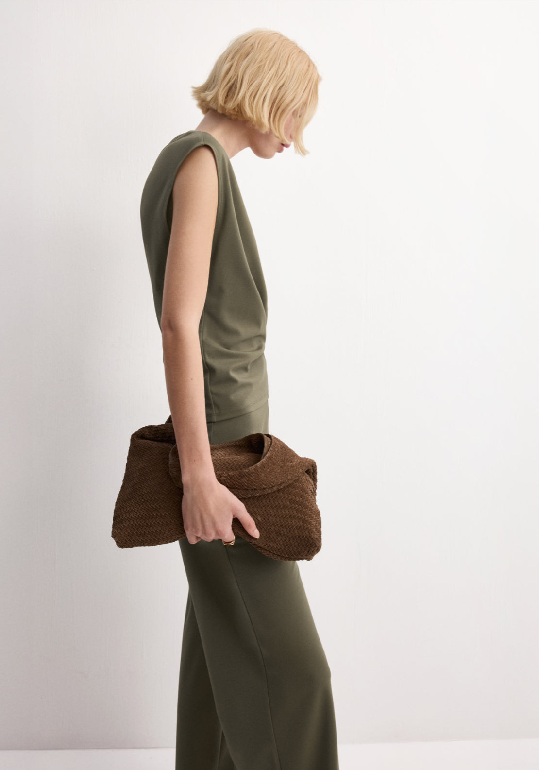 Mango T-Shirt With Gathered Details - Green 3 Shaws Department Stores