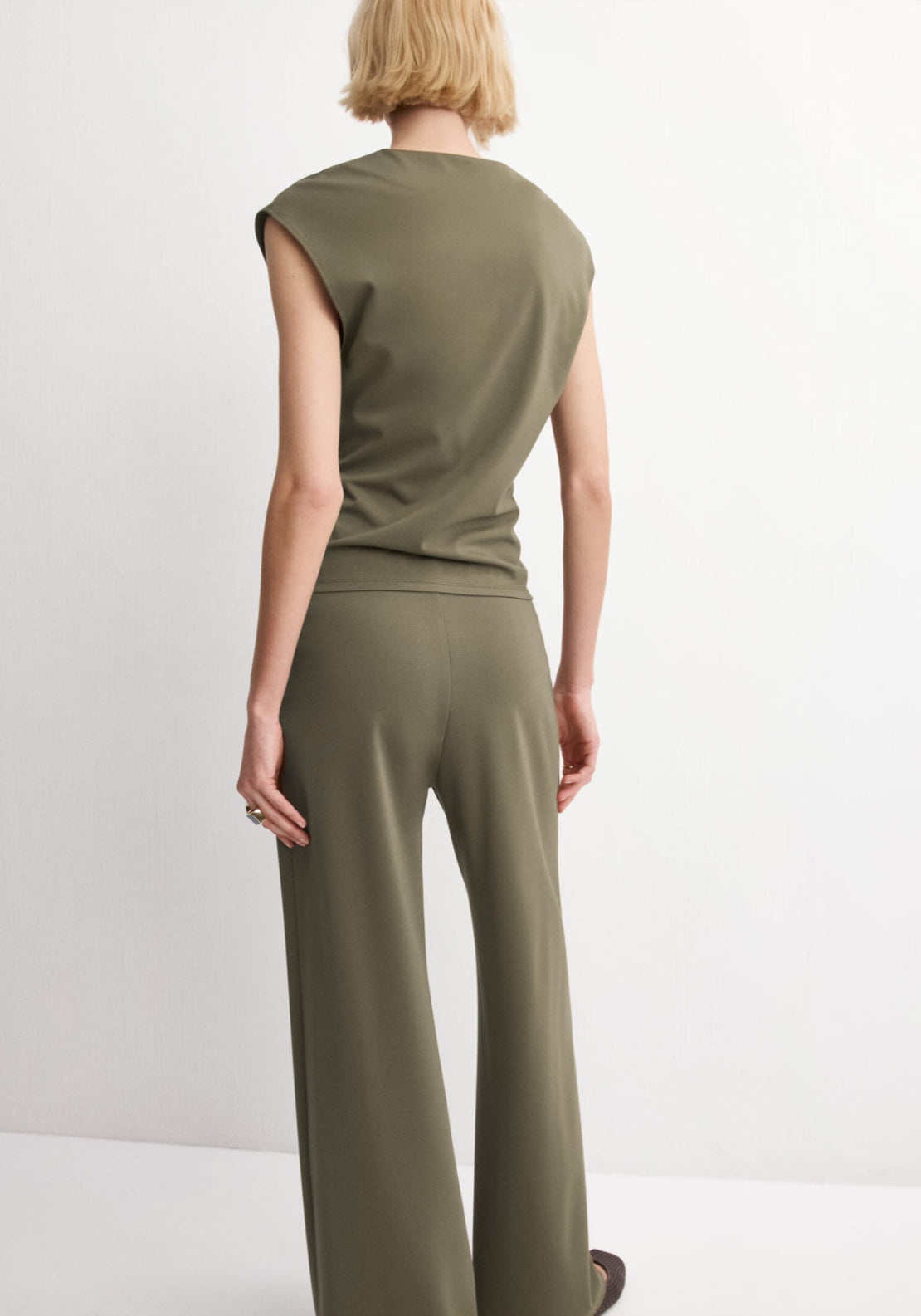 Mango T-Shirt With Gathered Details - Green 2 Shaws Department Stores