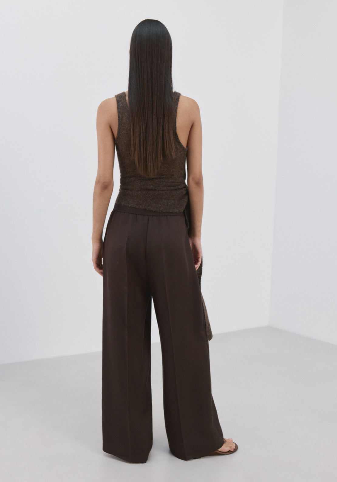 High Waisted Lyocell Pants - Brown