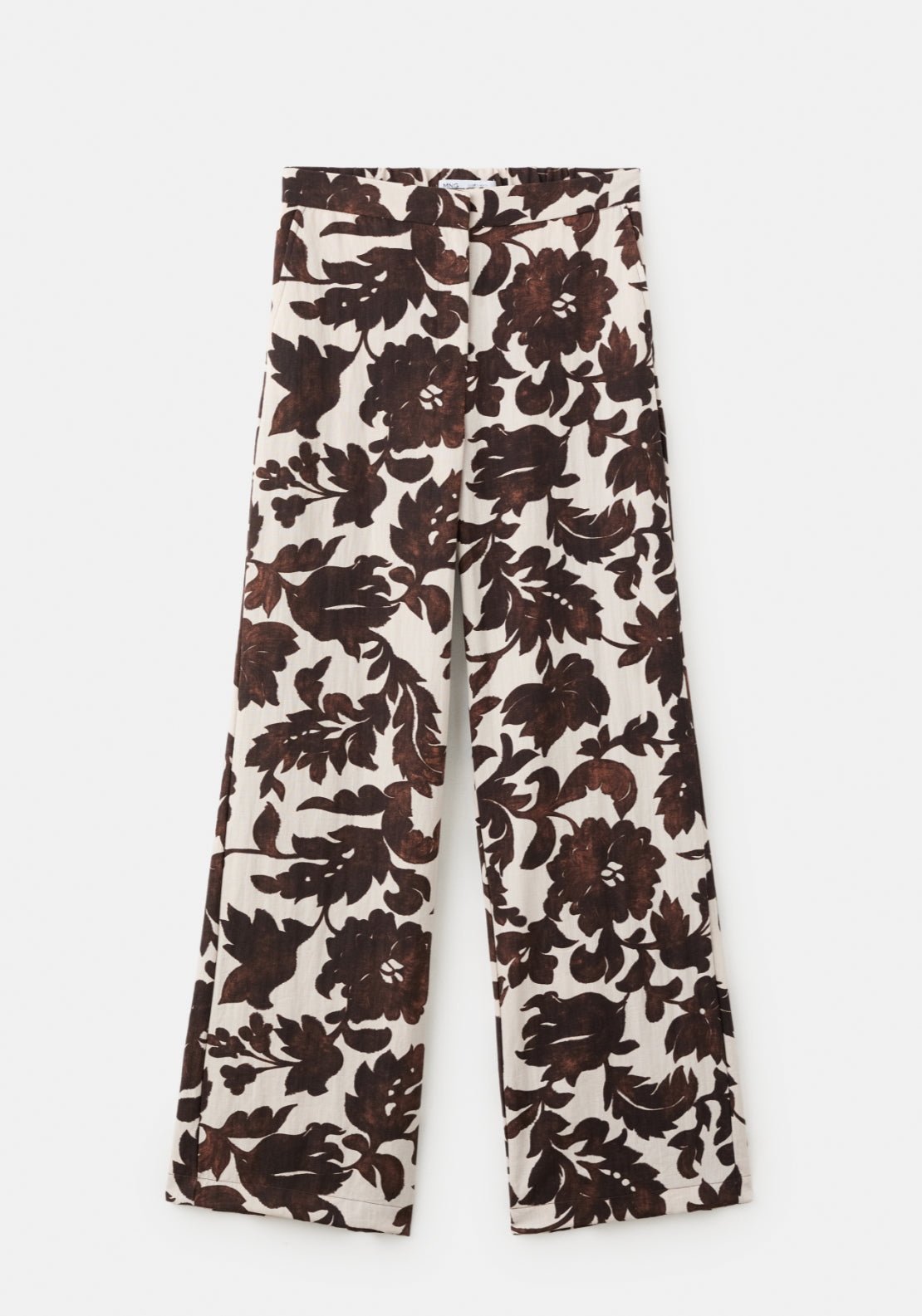 Floral Print Trousers - Brown
