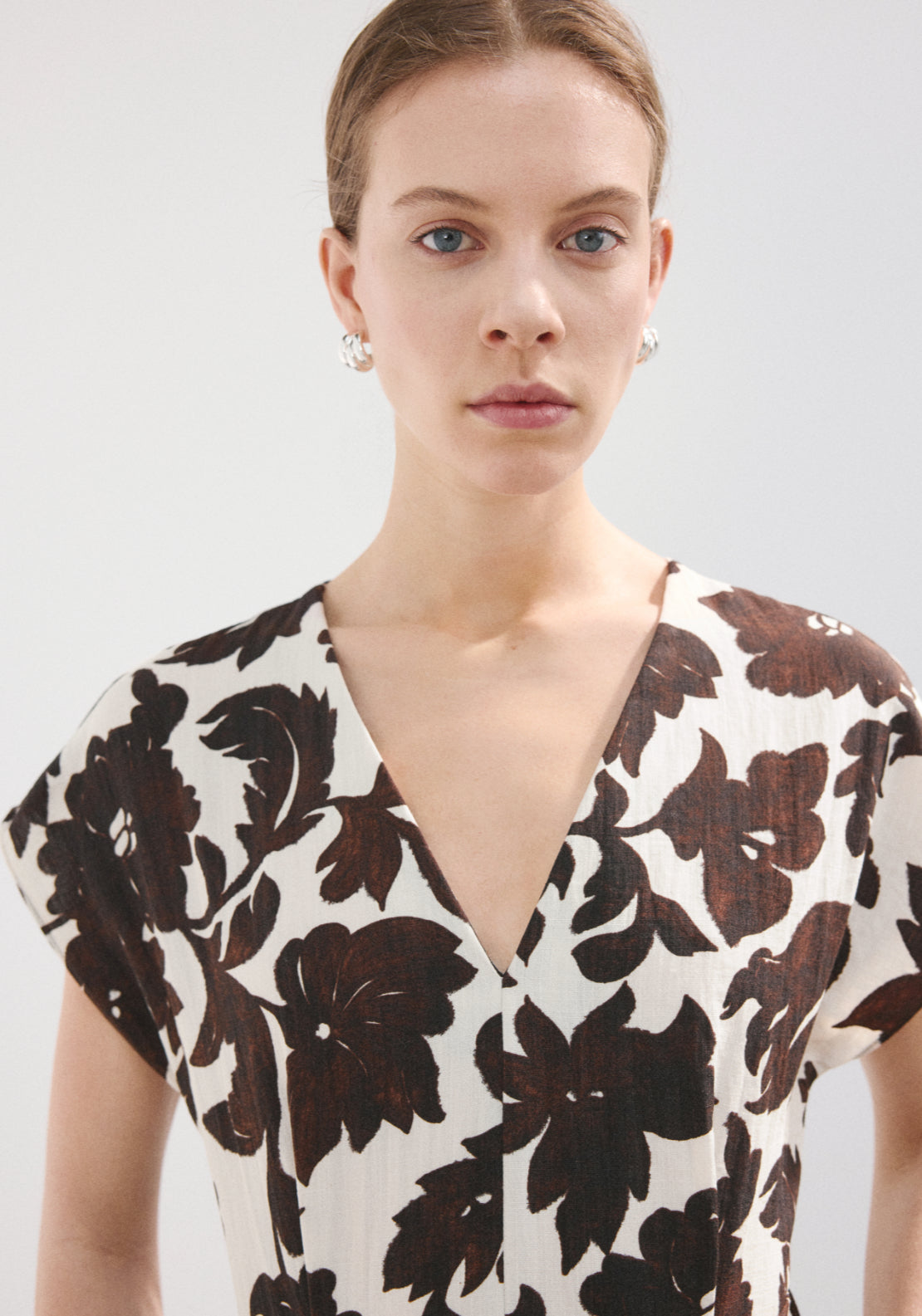 Floral Print Jumpsuit With Belt - Cream