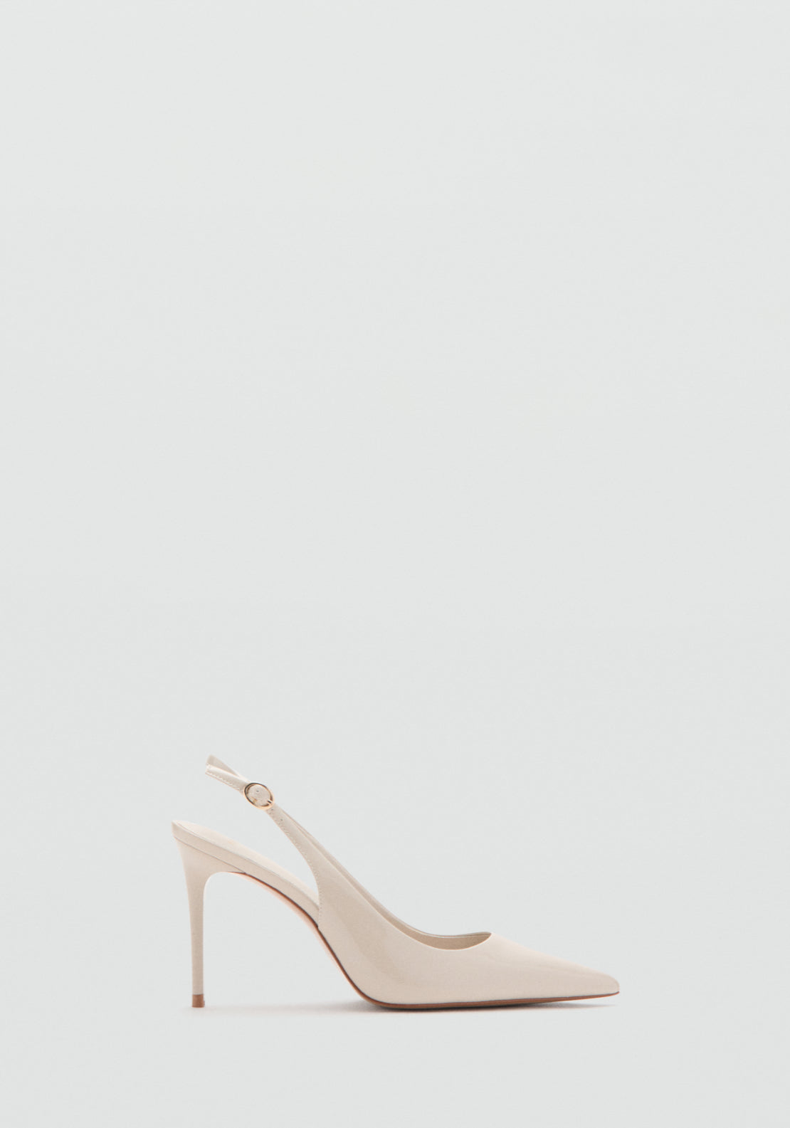 Patent Leather Heel Shoes - Cream