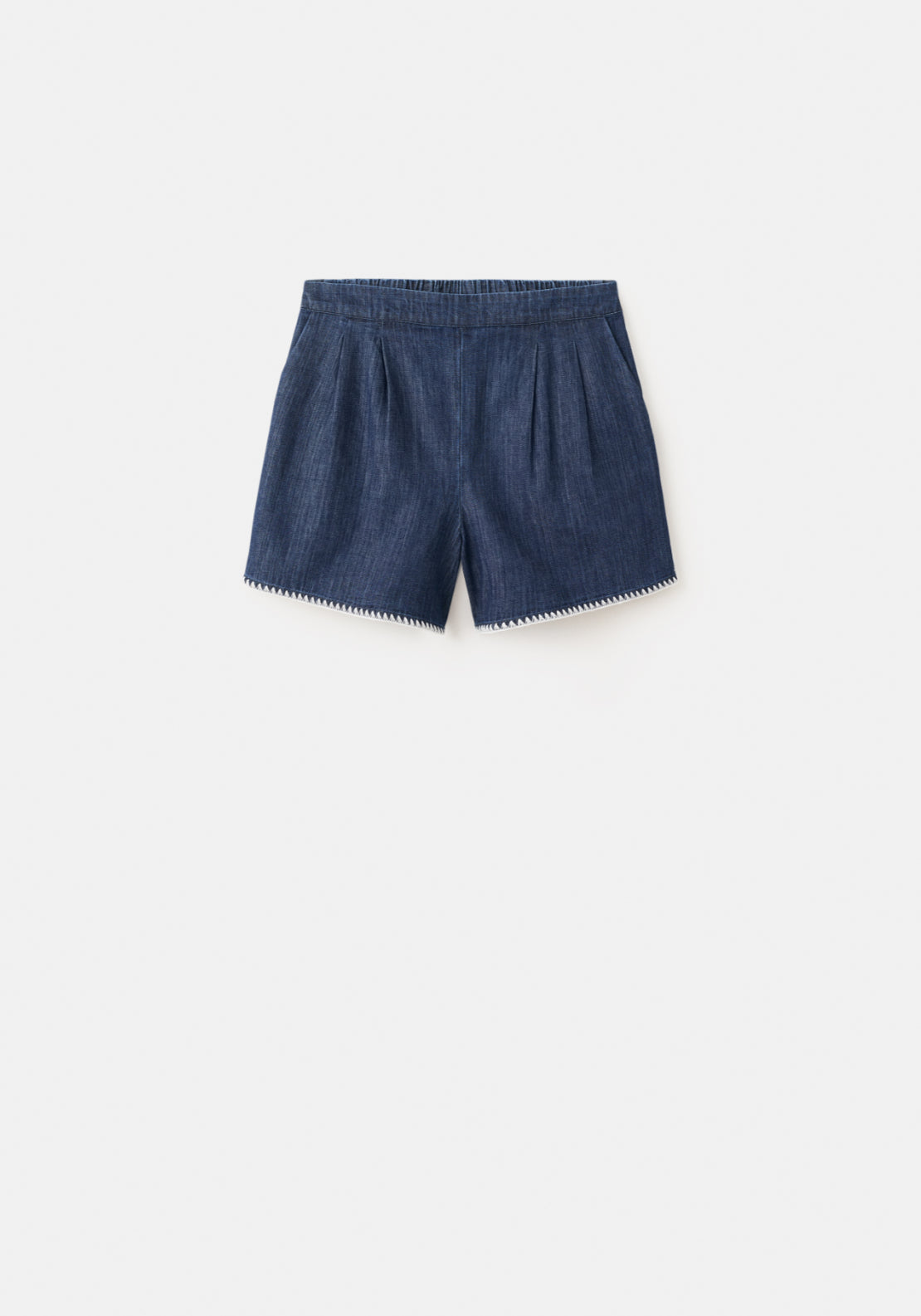 Contrast Trim Denim Shorts - Denim Blue