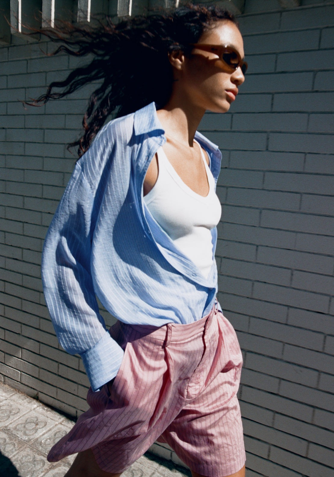 Striped Lyocell Shirt - Blue