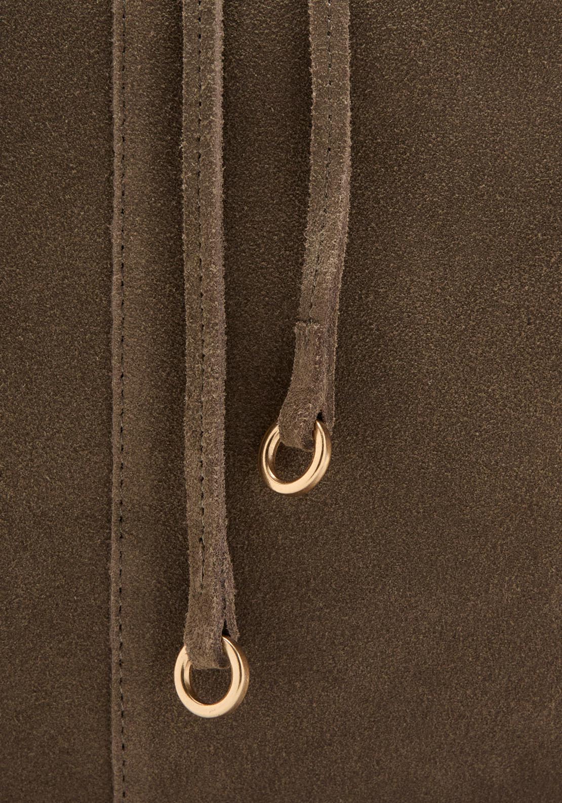 Suede Shopper Bag With Bow Closure - Beige