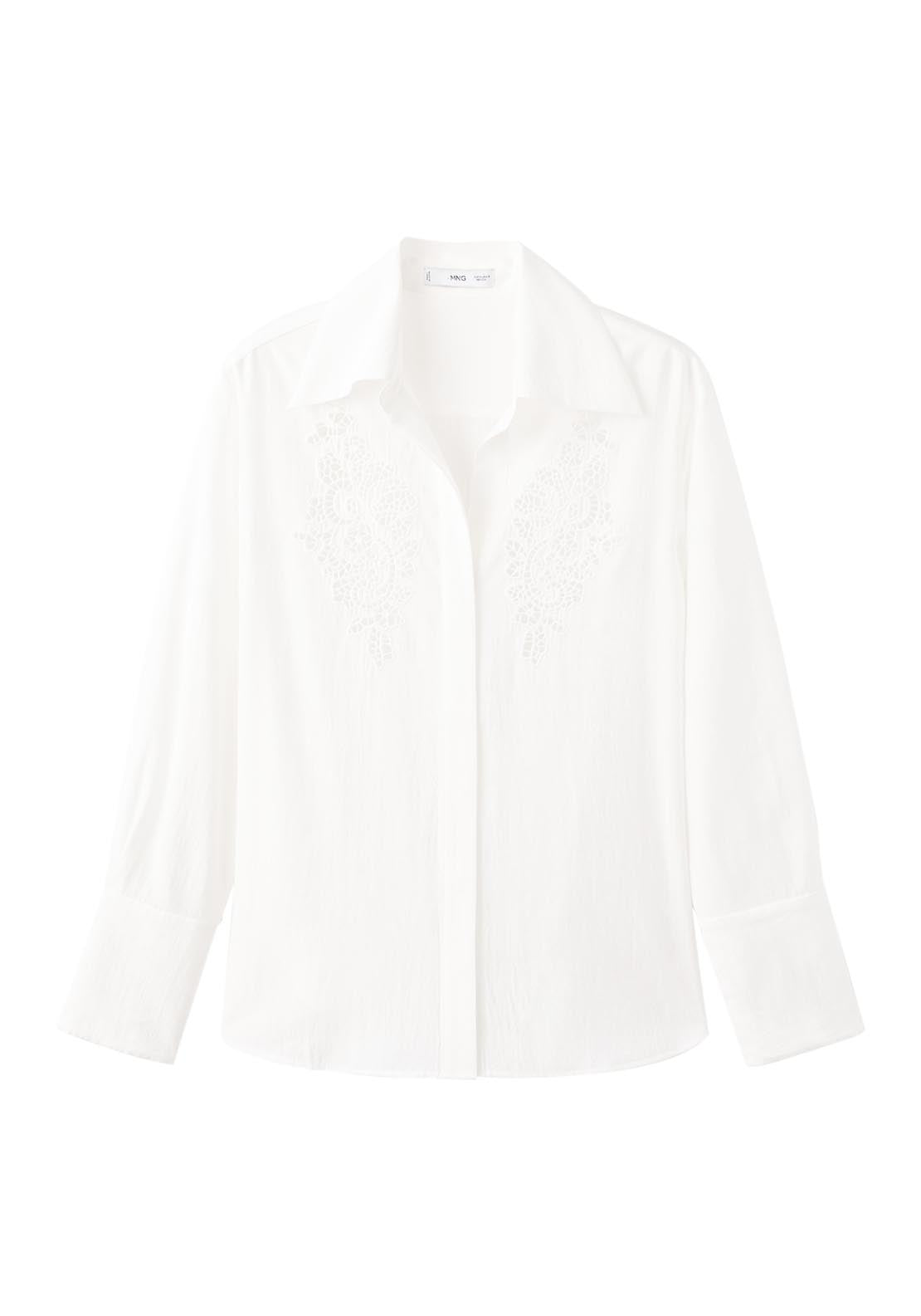 Embroidered Openwork Shirt - Cream