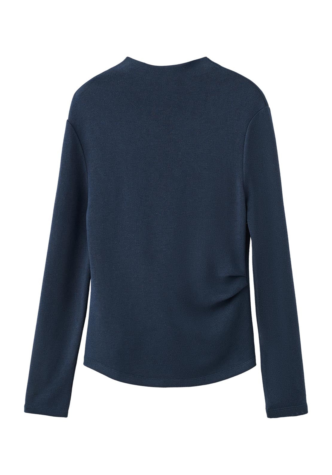 Fine Knit Perkins Neck Sweatshirt - Blue