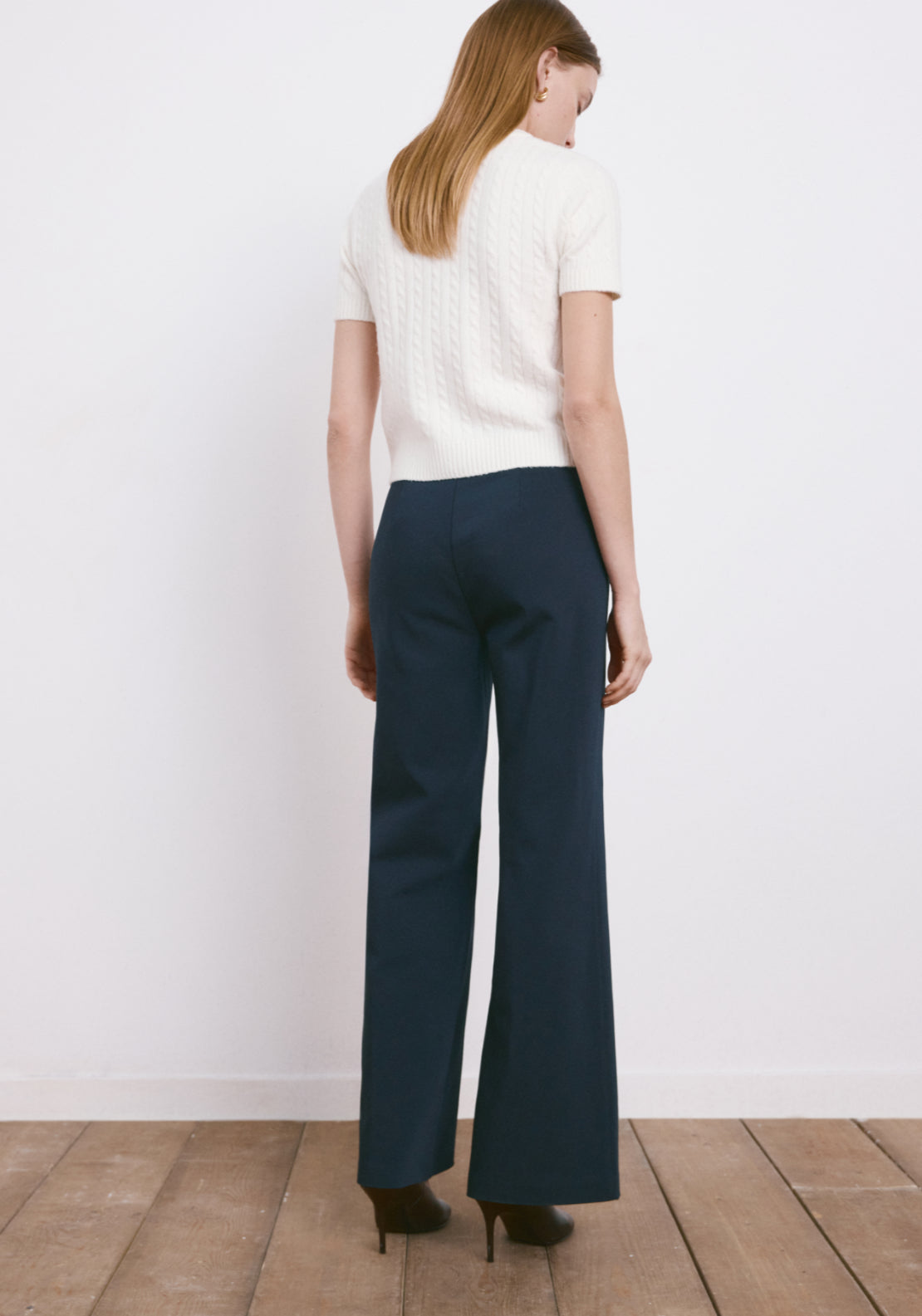 Straight Trousers With Jewel Buttons - Blue