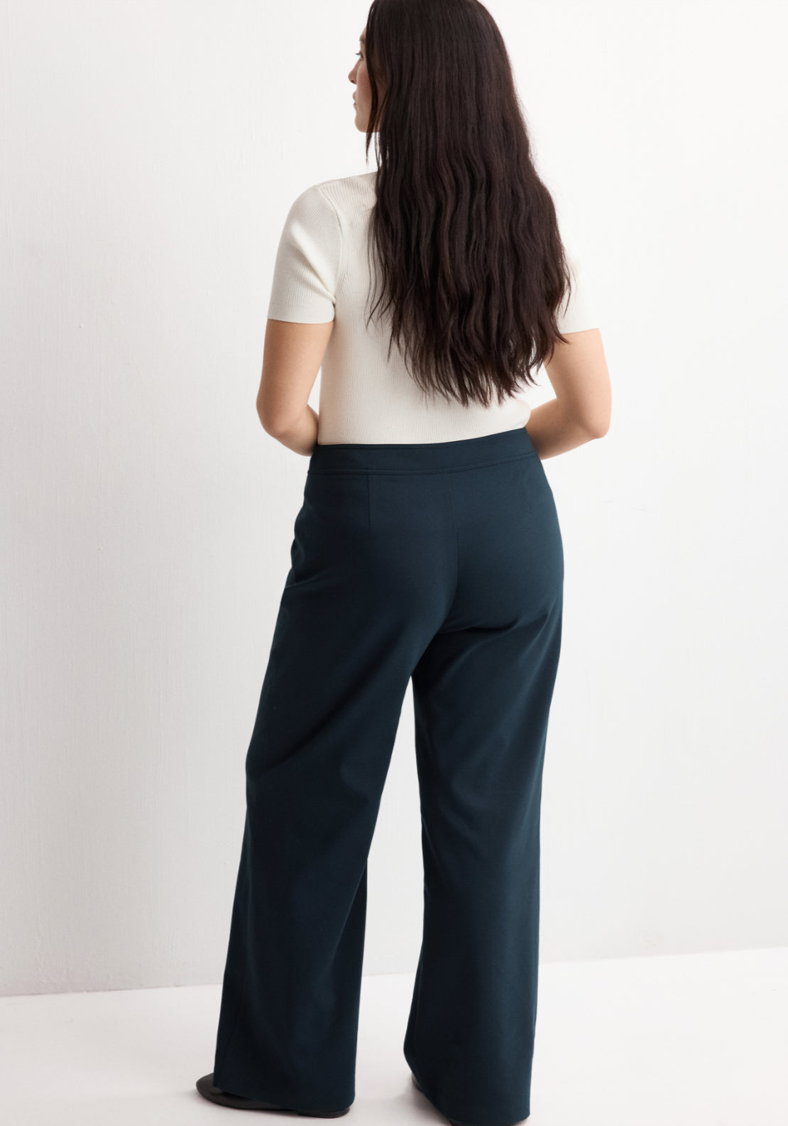 Straight Trousers With Jewel Buttons - Blue