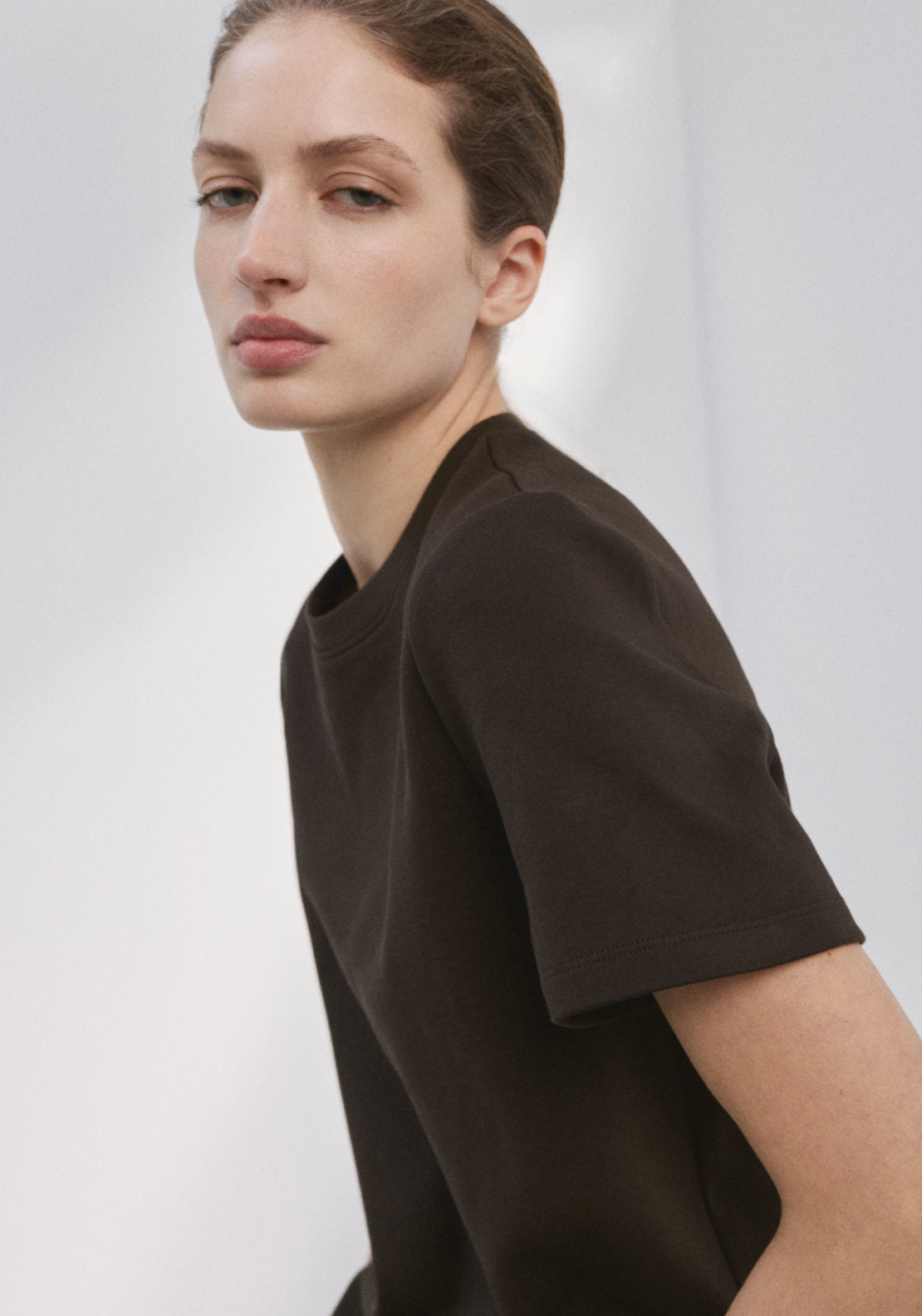Short Sleeved Cotton T-Shirt - Brown
