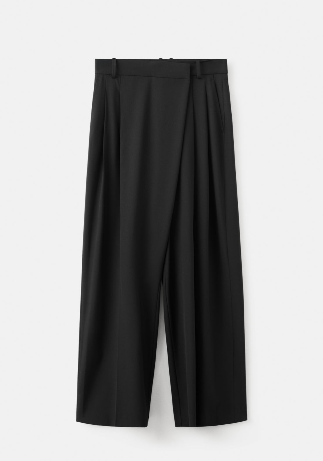 Asymmetrical Wrap Pants - Black