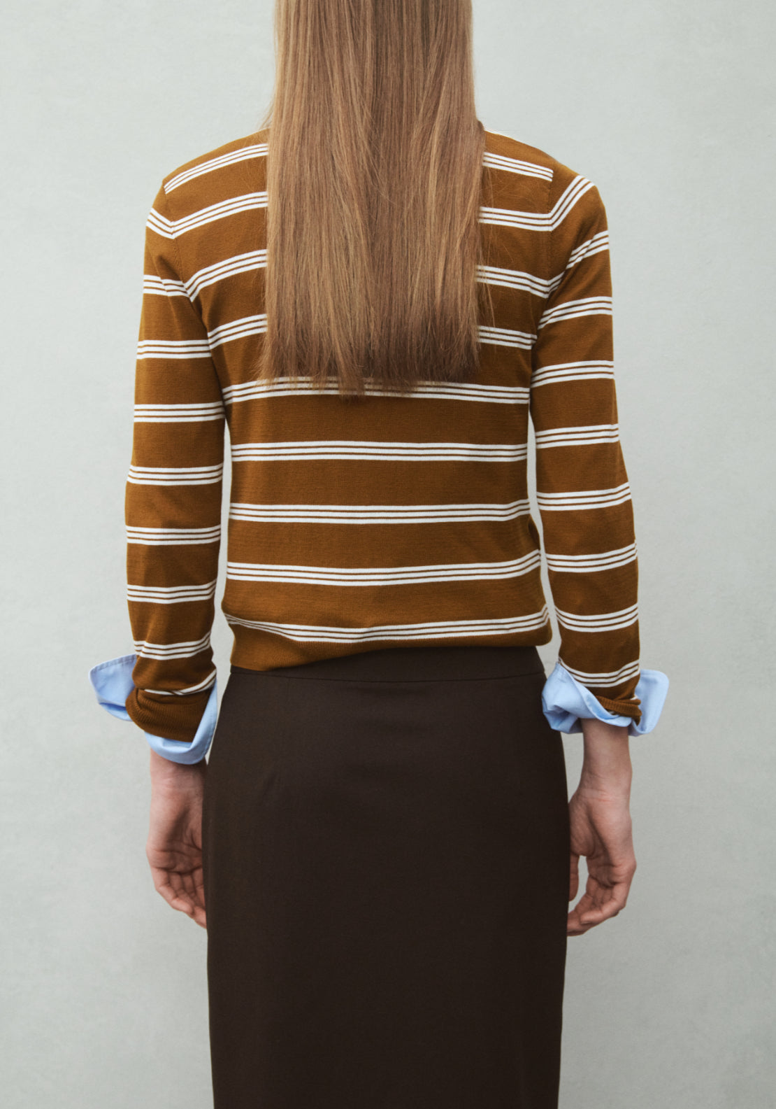Cardigan With Shirt Collar - Brown