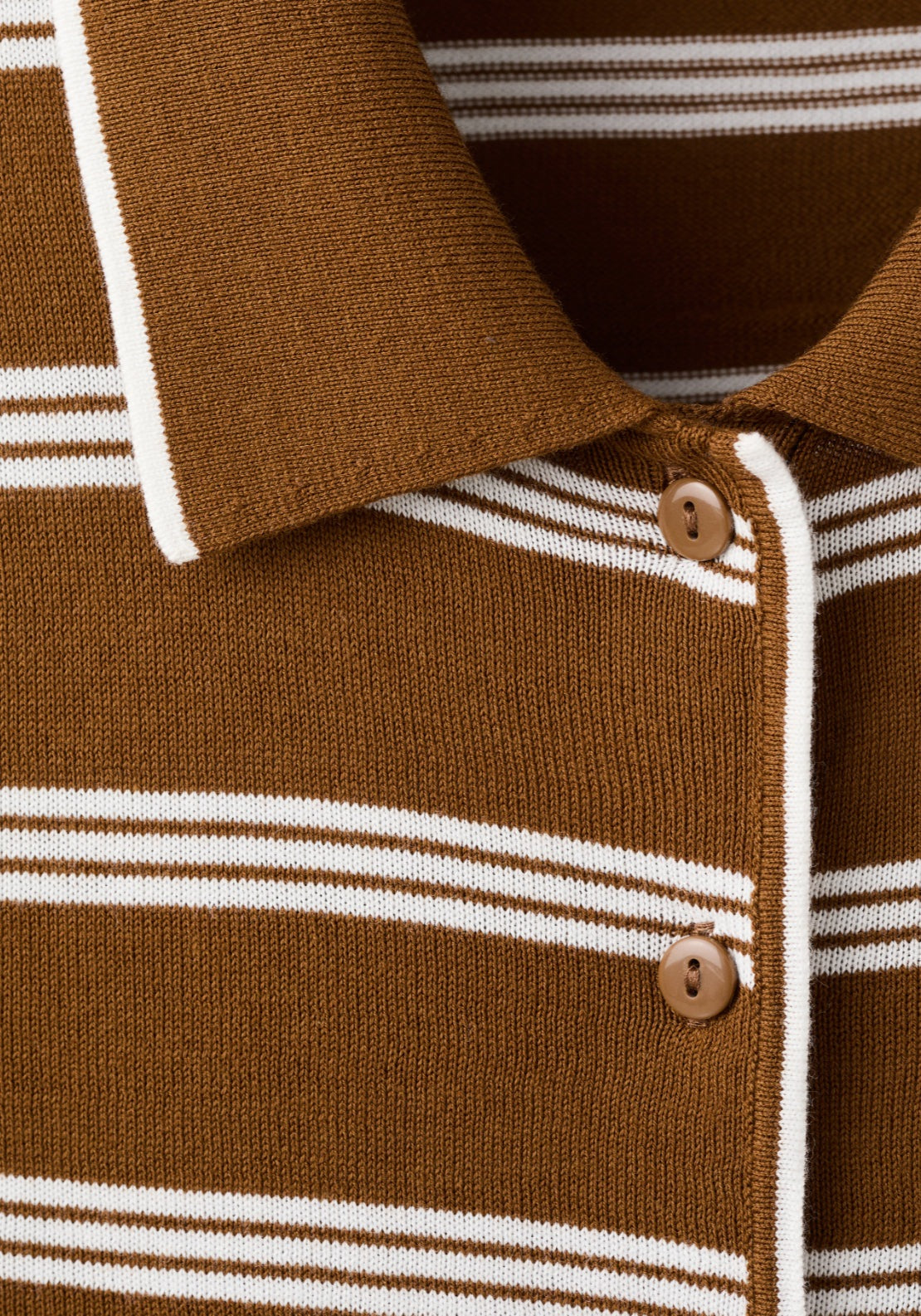 Cardigan With Shirt Collar - Brown