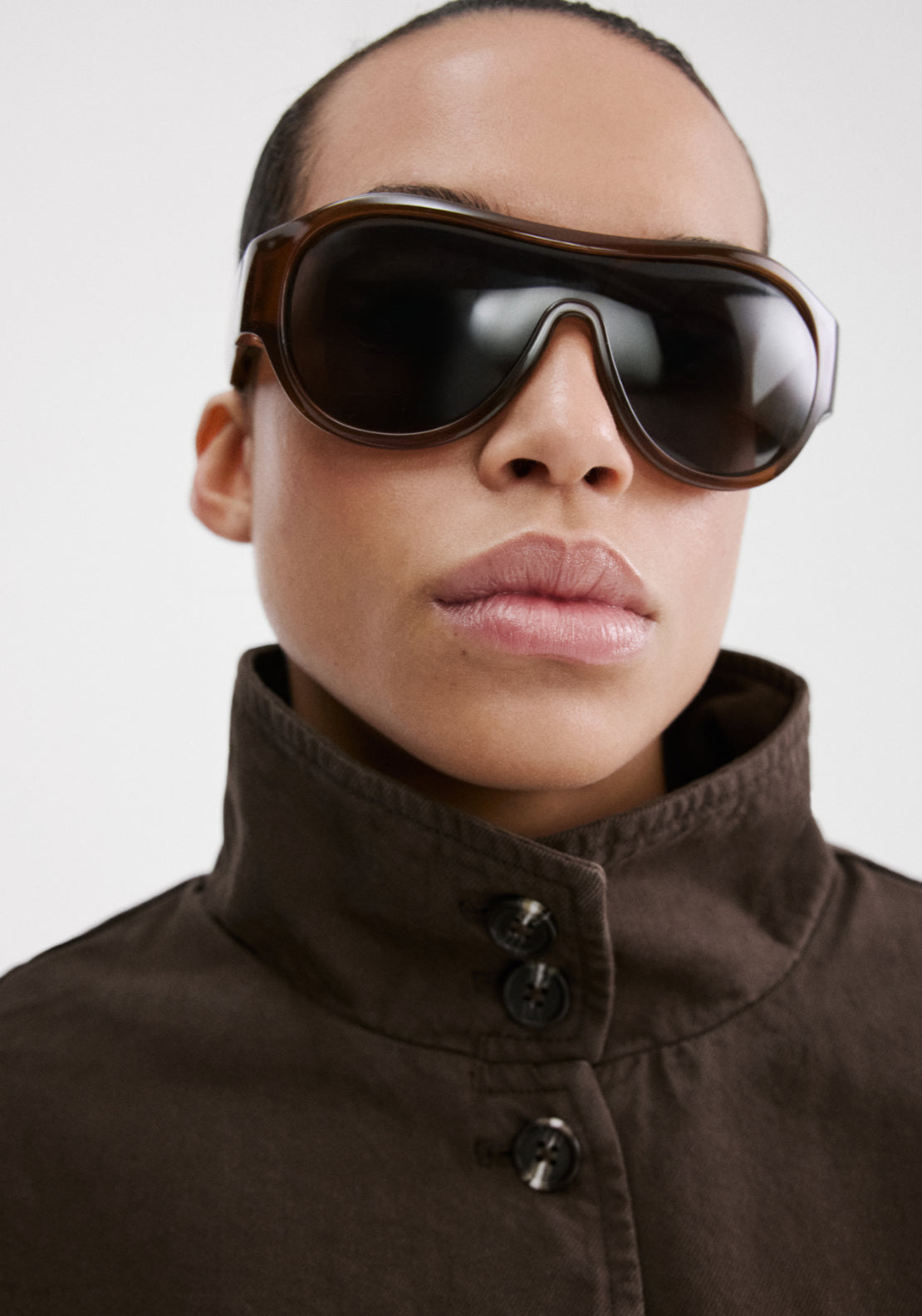 Oversized Denim Parka With Pockets - Brown