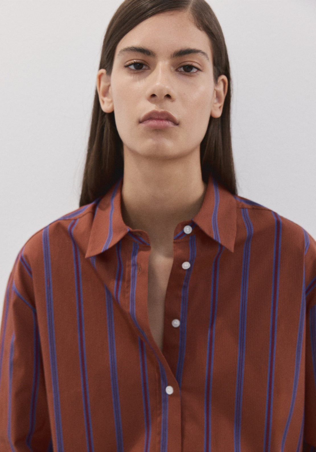 Cotton Striped Shirt - Orange