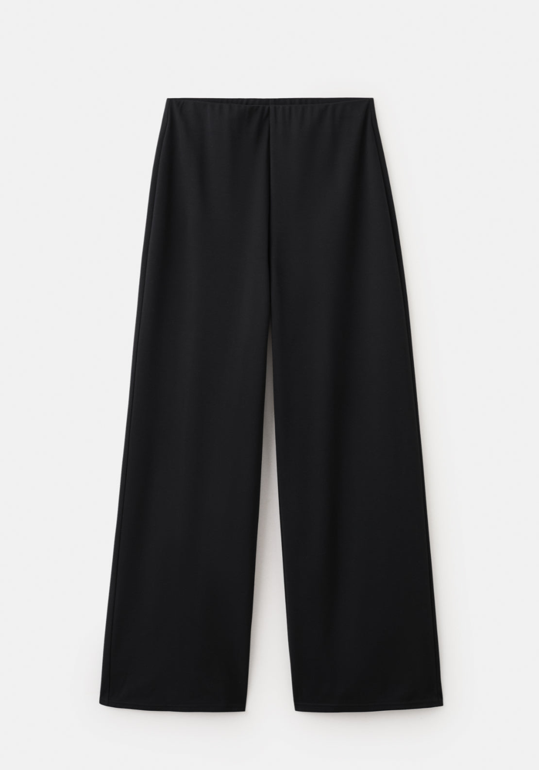 Straight Fit Trousers With Elastic Waist - Black
