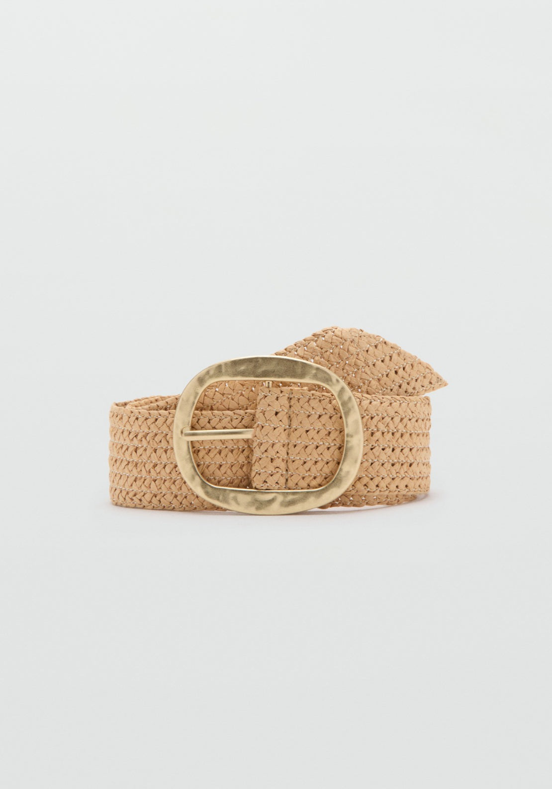 Natural Fibre Belt With Oval Buckle - Brown