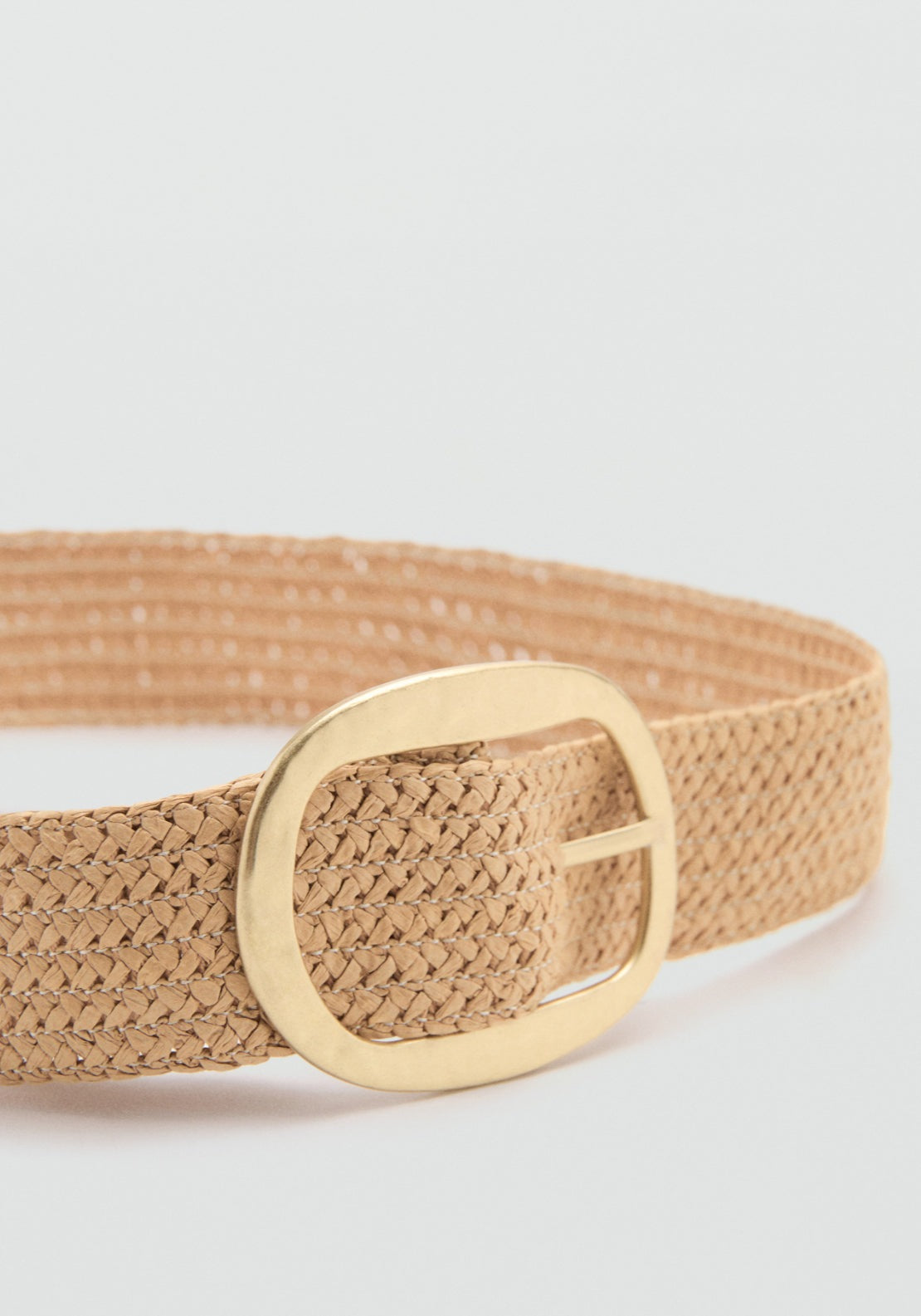 Natural Fibre Belt With Oval Buckle - Brown