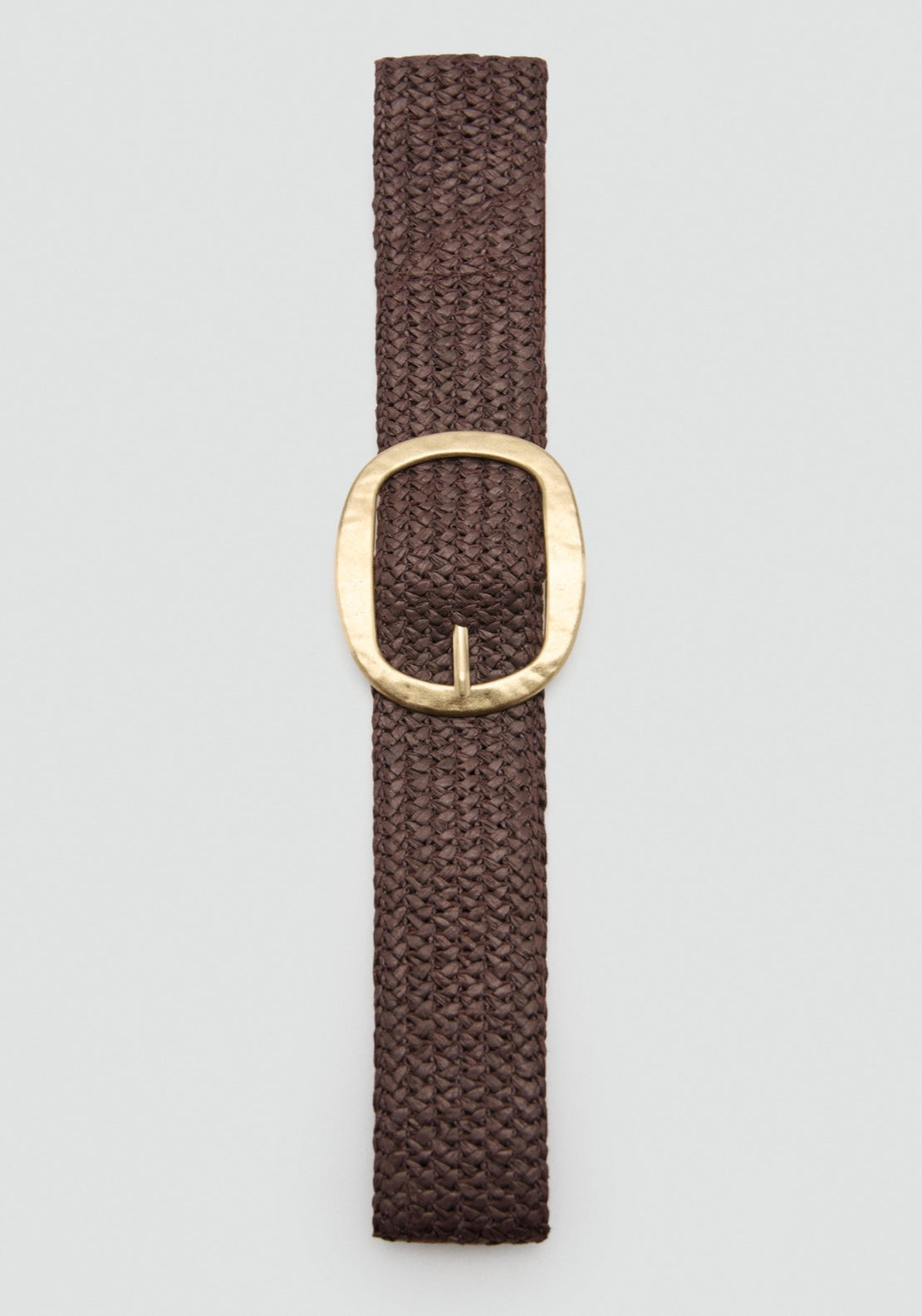 Mango Natural Fibre Oval Buckle Belt - Brown 4 Shaws Department Stores