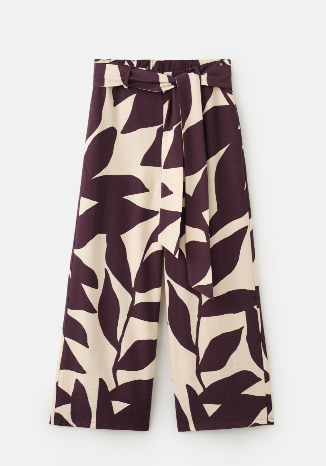 Printed Straight Trousers - Cream