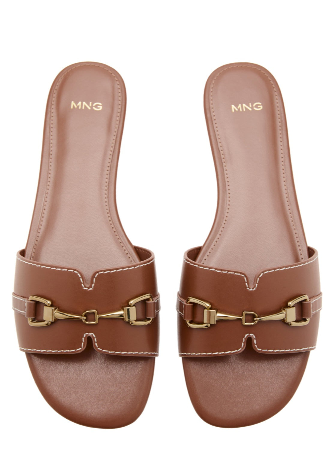 Mango Metallic Detail Strap Sandal Earth - Brown 3 Shaws Department Stores