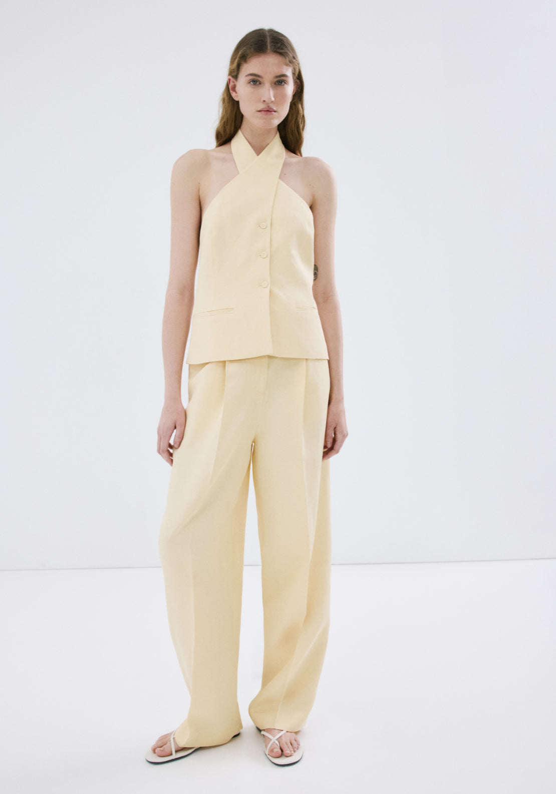 Linen Buttoned Top - Yellow