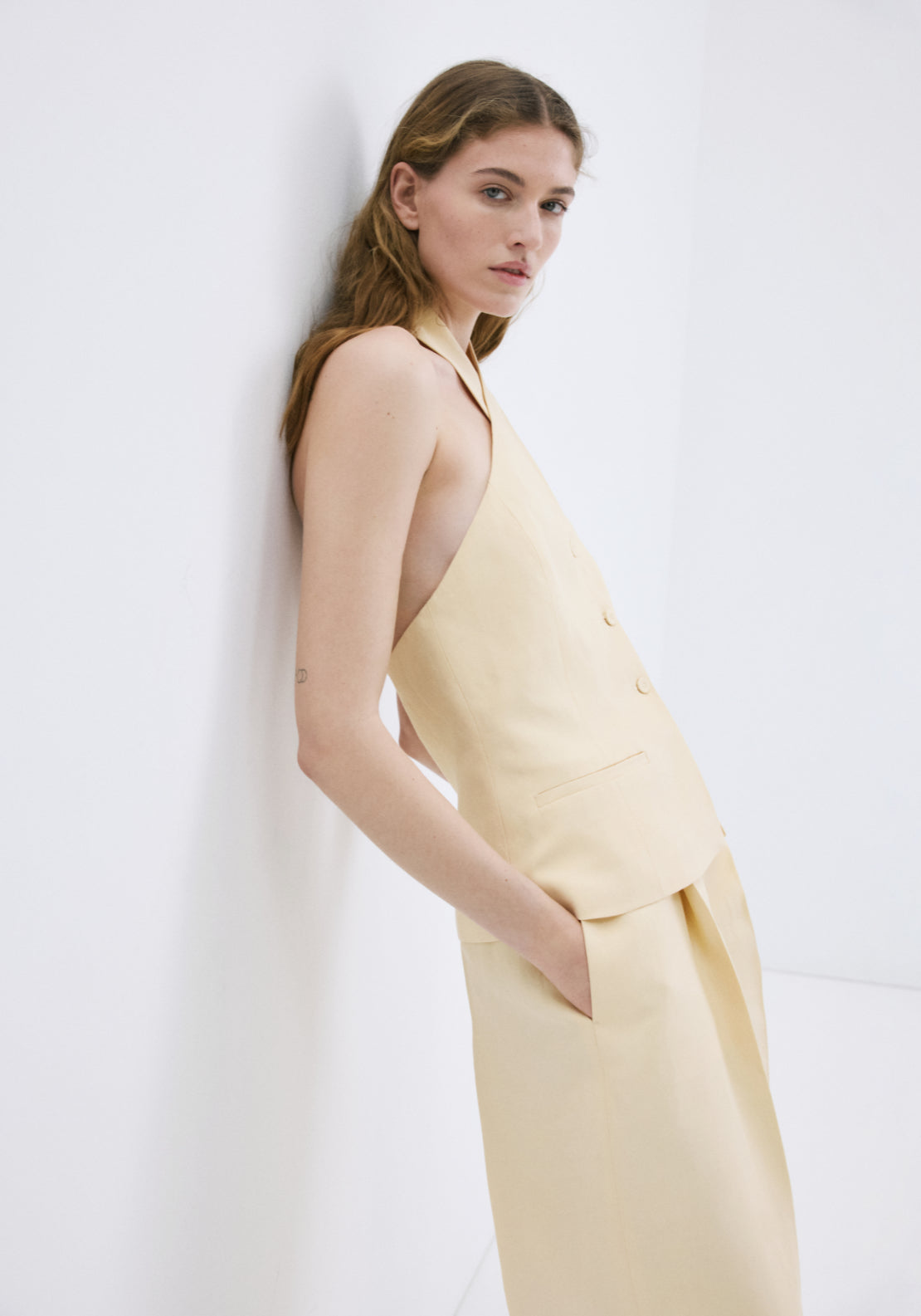 Linen Buttoned Top - Yellow