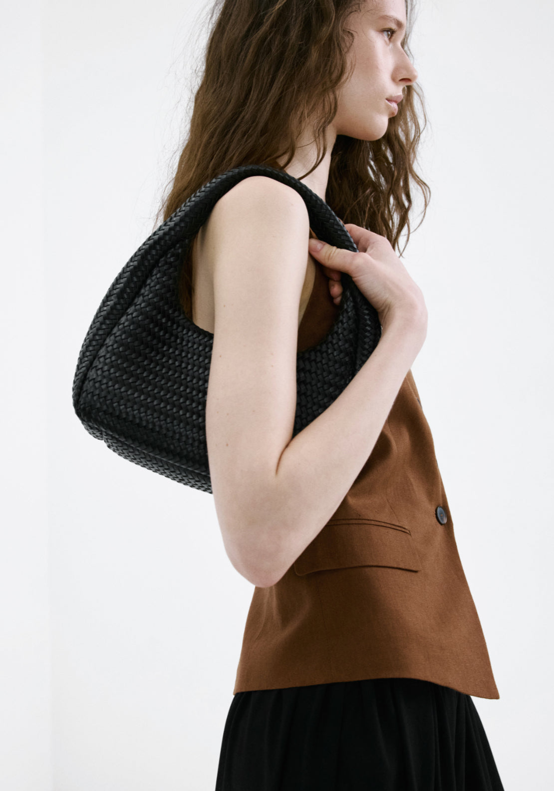 Braided Shoulder Bag - Black