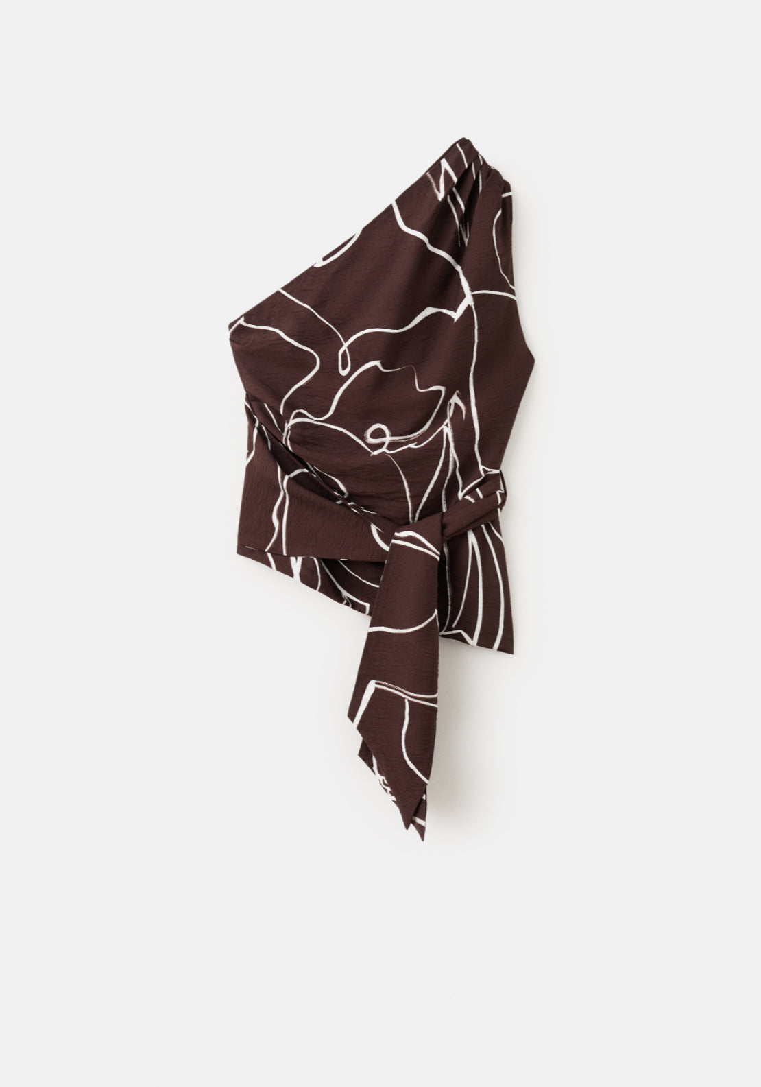 Asymmetric printed top - Brown