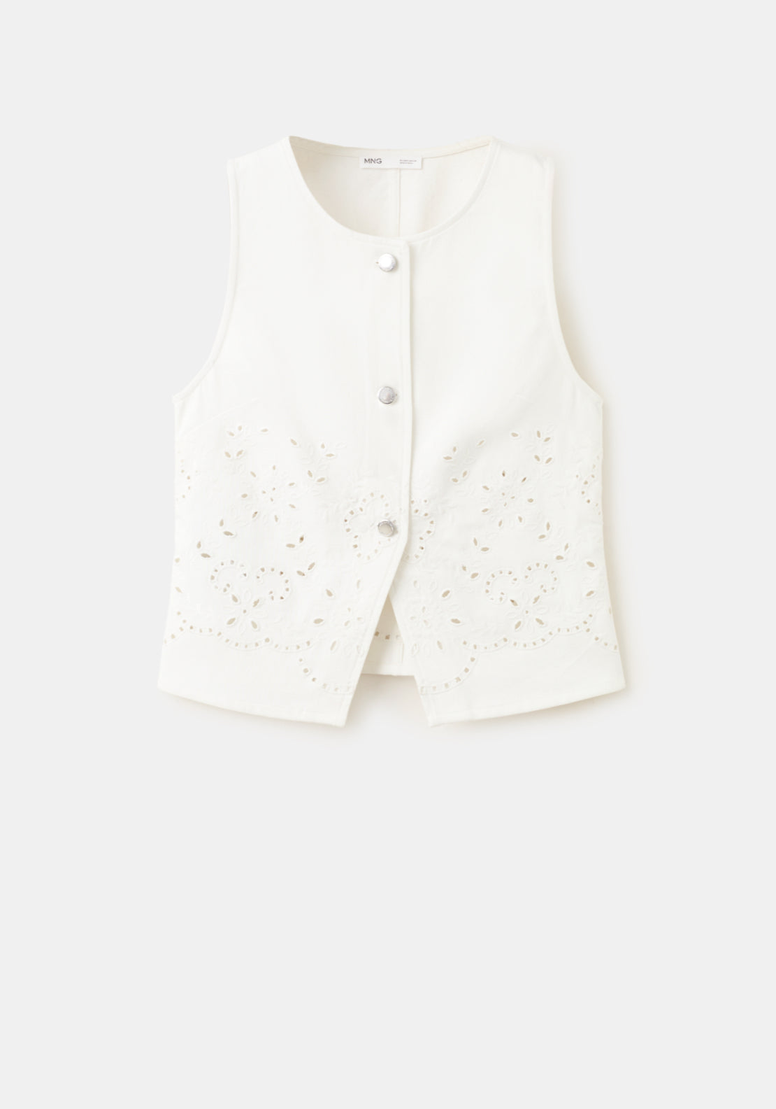 Broderie Anglaise Embroidered Denim Gilet - White
