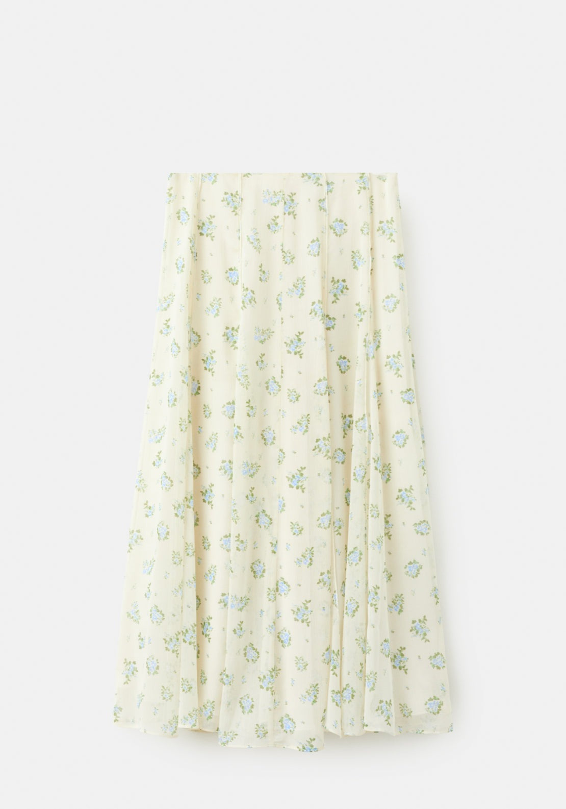 Floral Godet Skirt - White