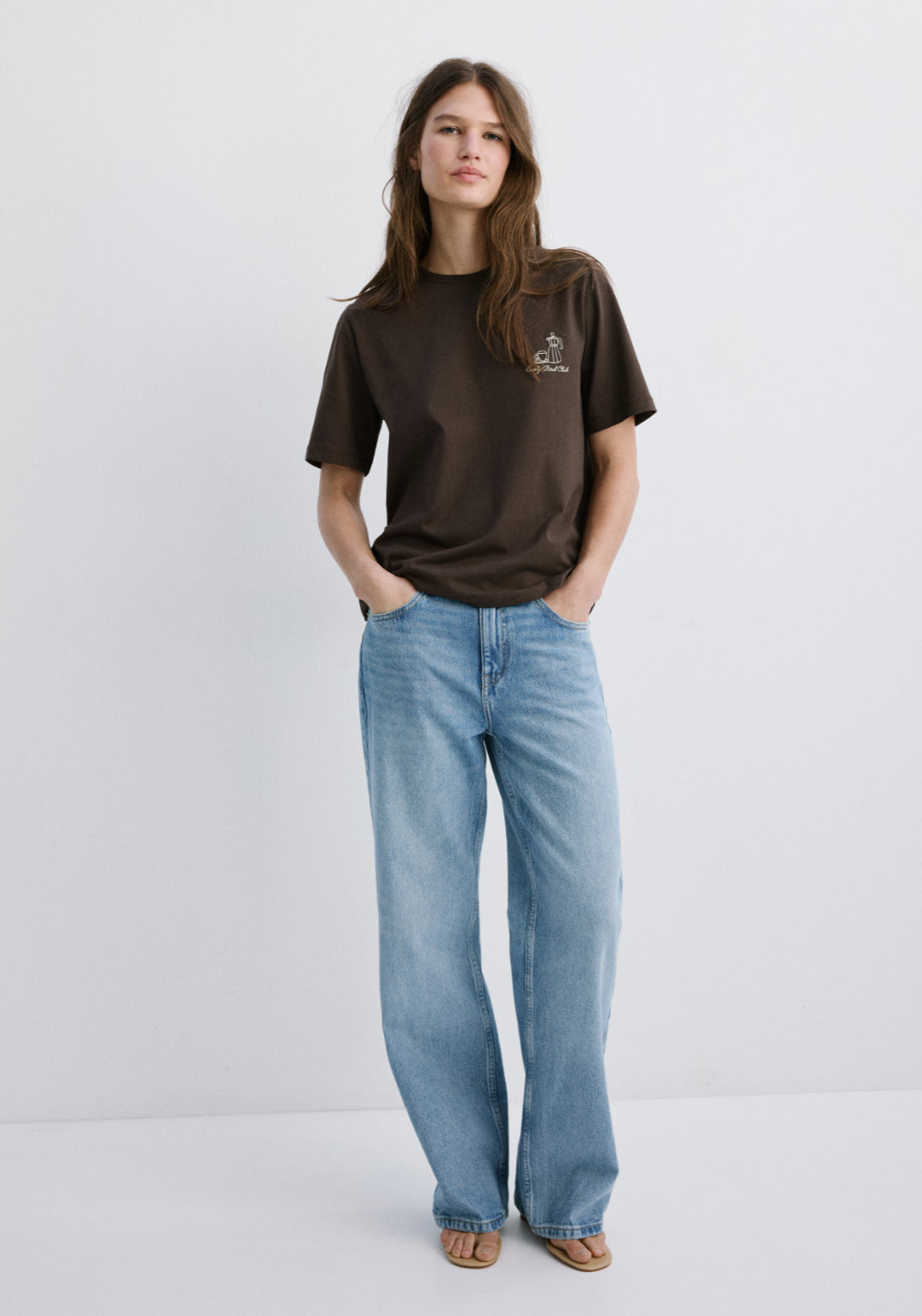 Printed Cotton-Blend T-Shirt - Brown