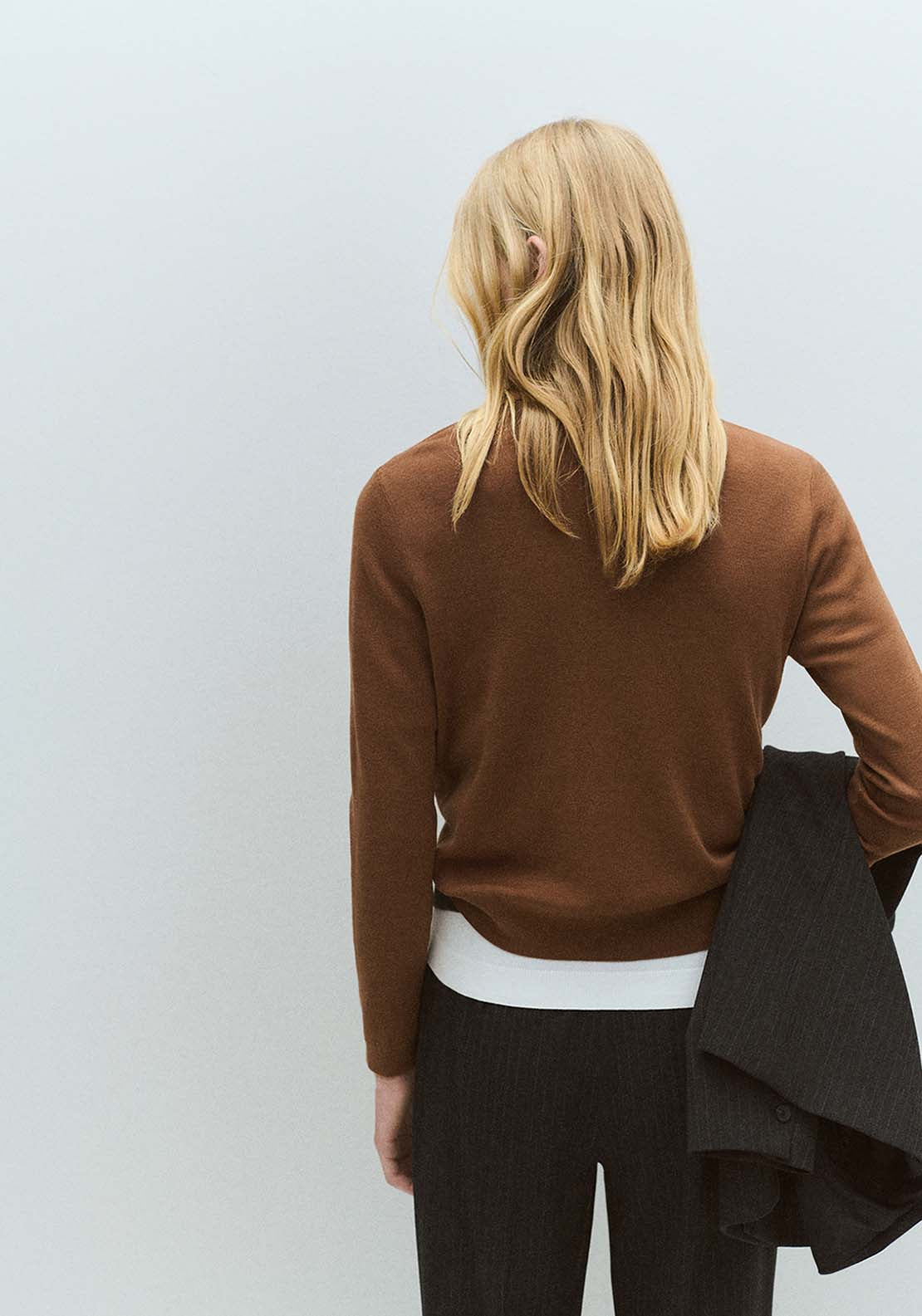 Polo Collar Wool Sweater - Brown