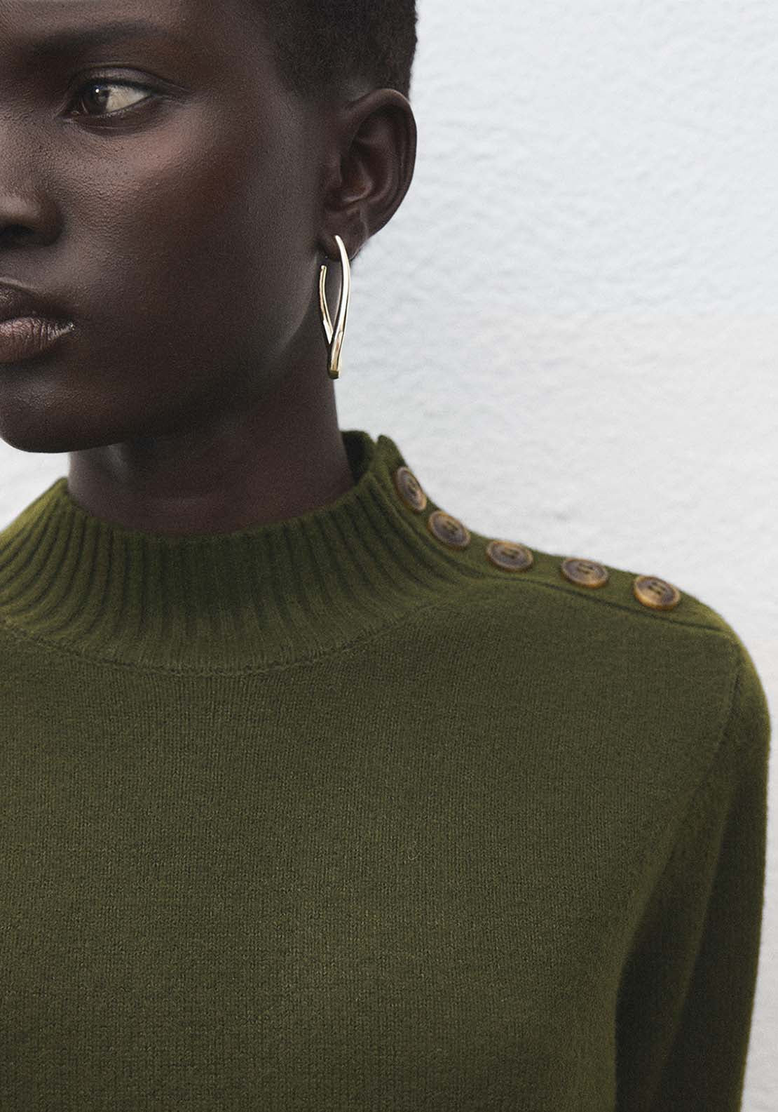 Button Knit Dress - Green