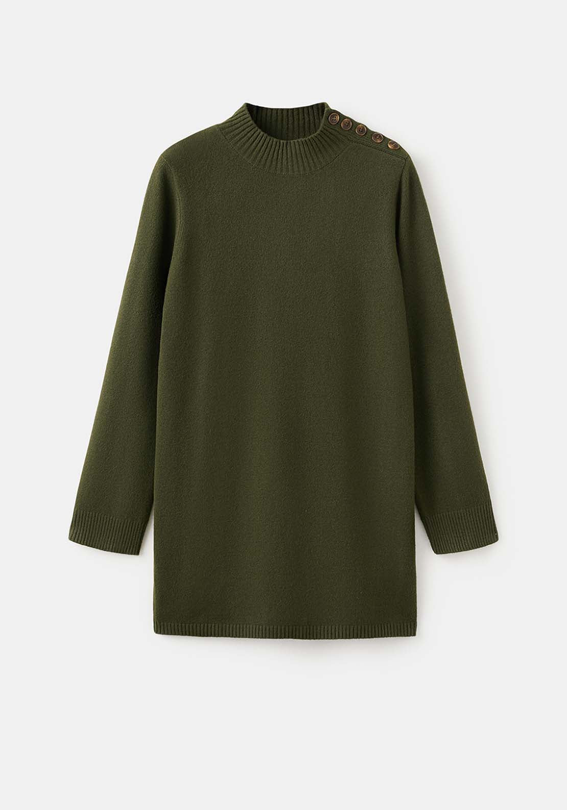 Button Knit Dress - Green