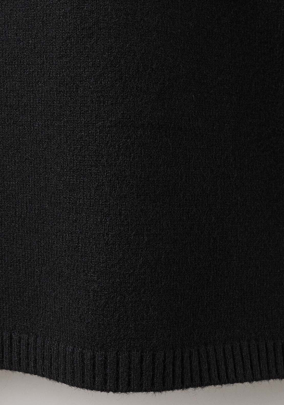 Button Knit Dress - Black