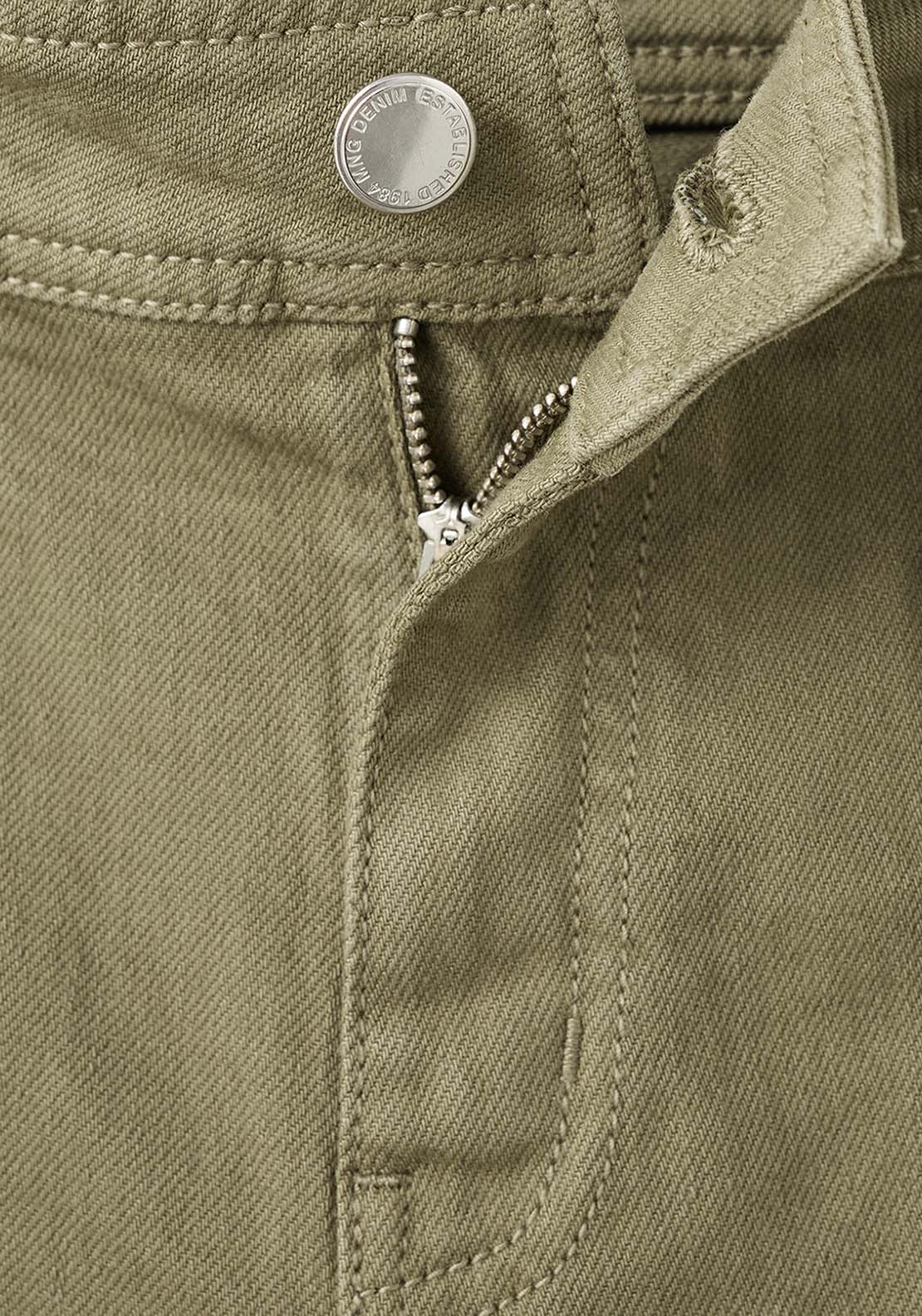 Wide Leg Jeans With Pockets - Green
