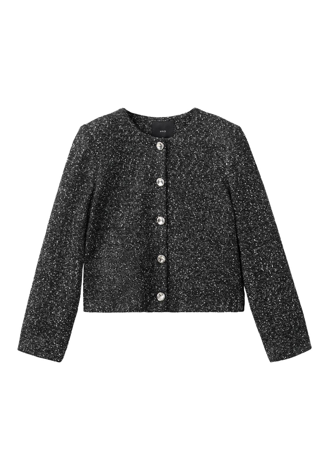 Flecked Cotton Blend Jacket - Black