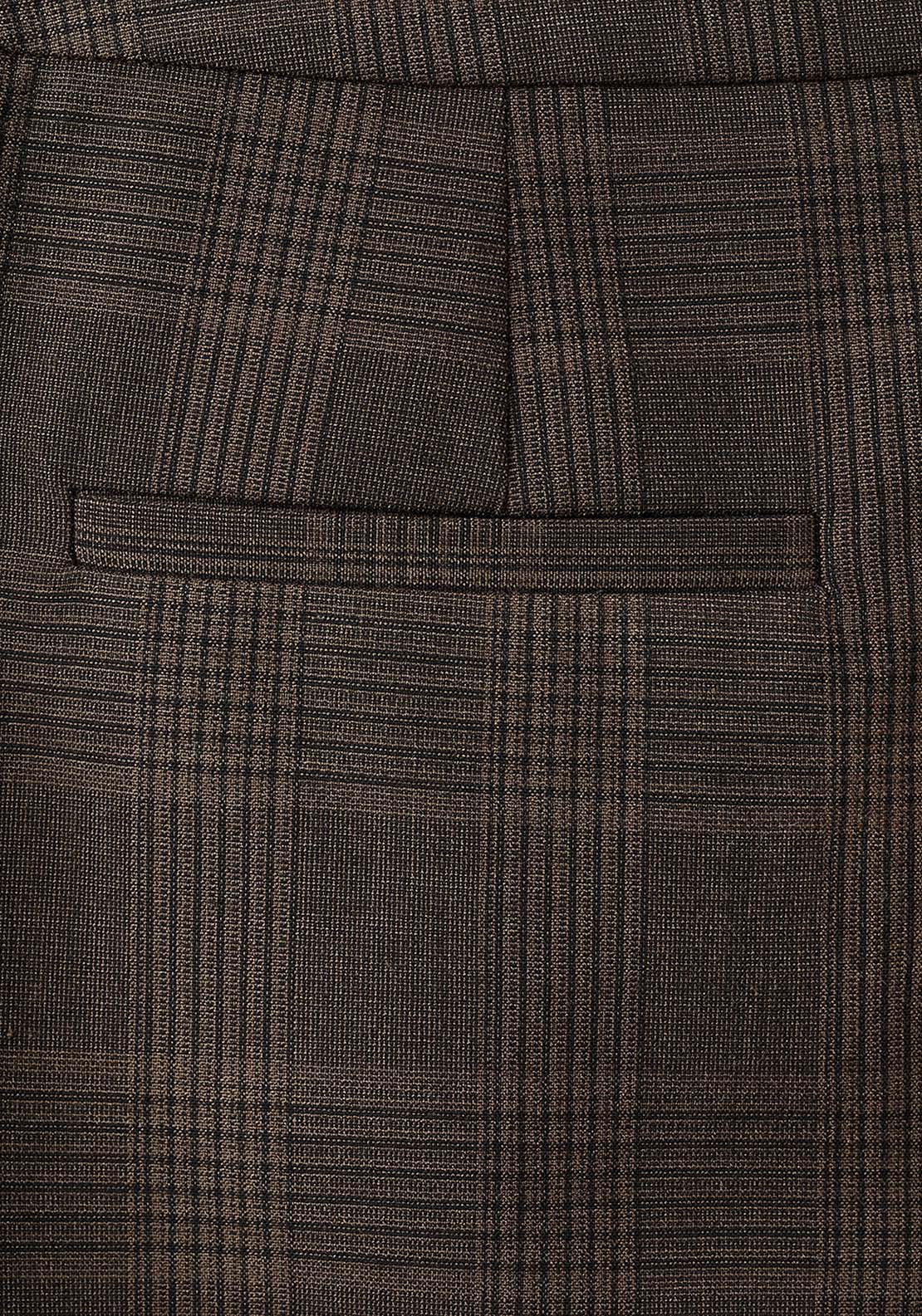 Checked Asymmetric Skirt - Brown