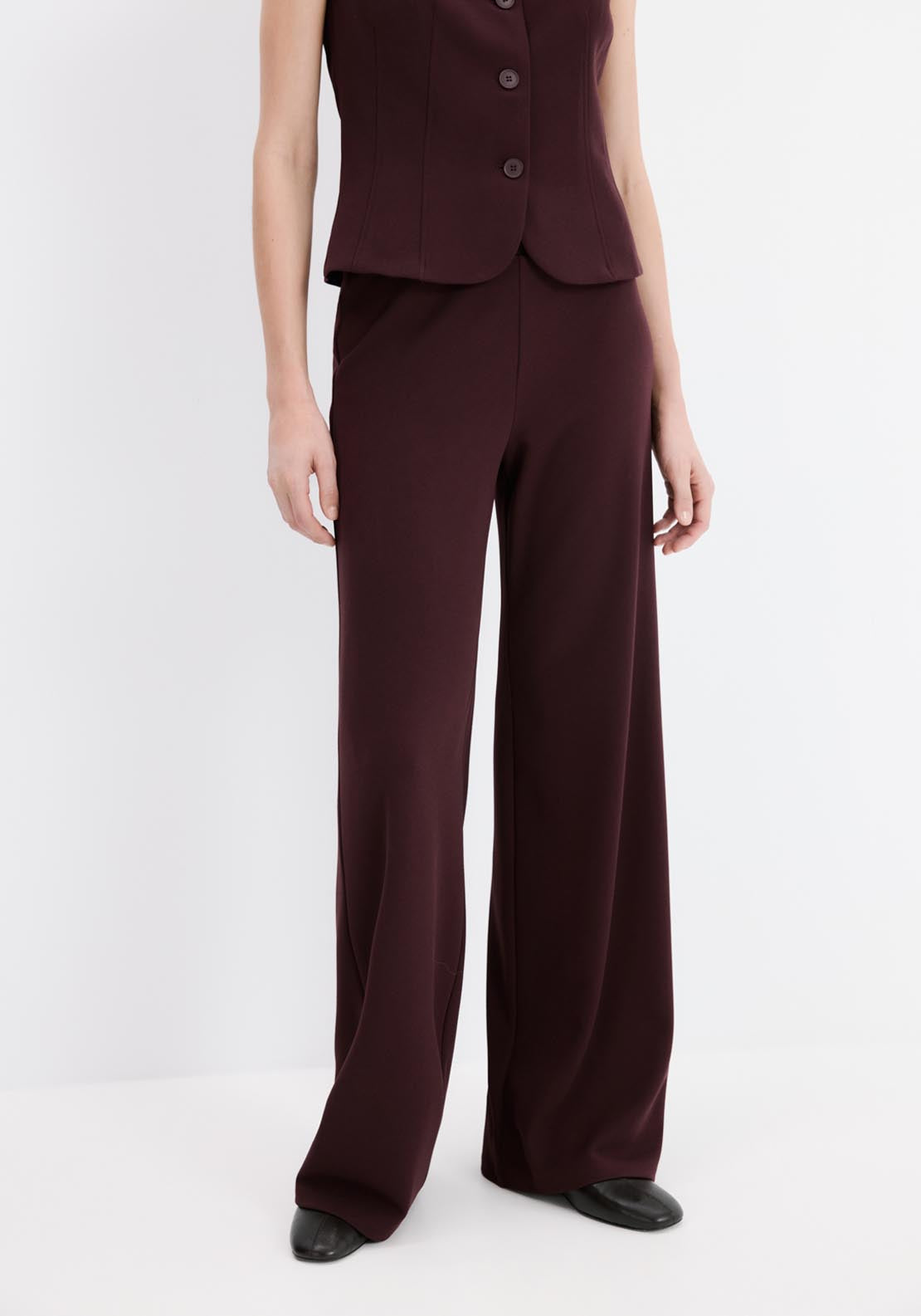 Straight Leg Trousers - Burgundy