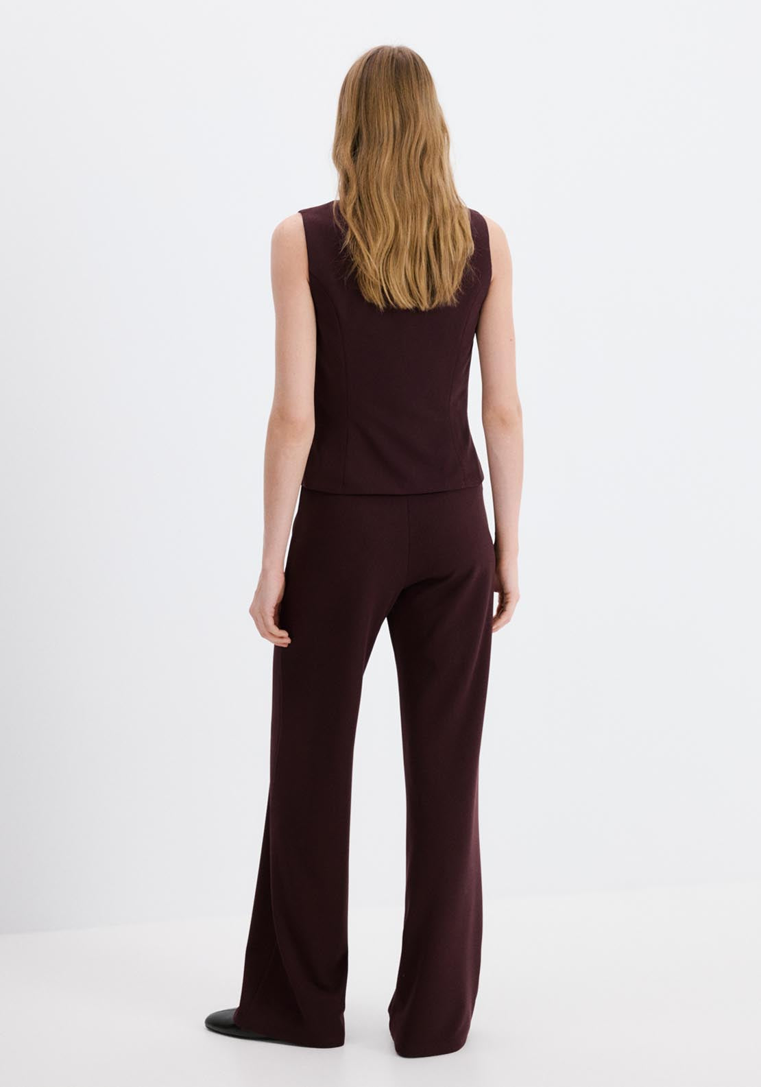 Straight Leg Trousers - Burgundy