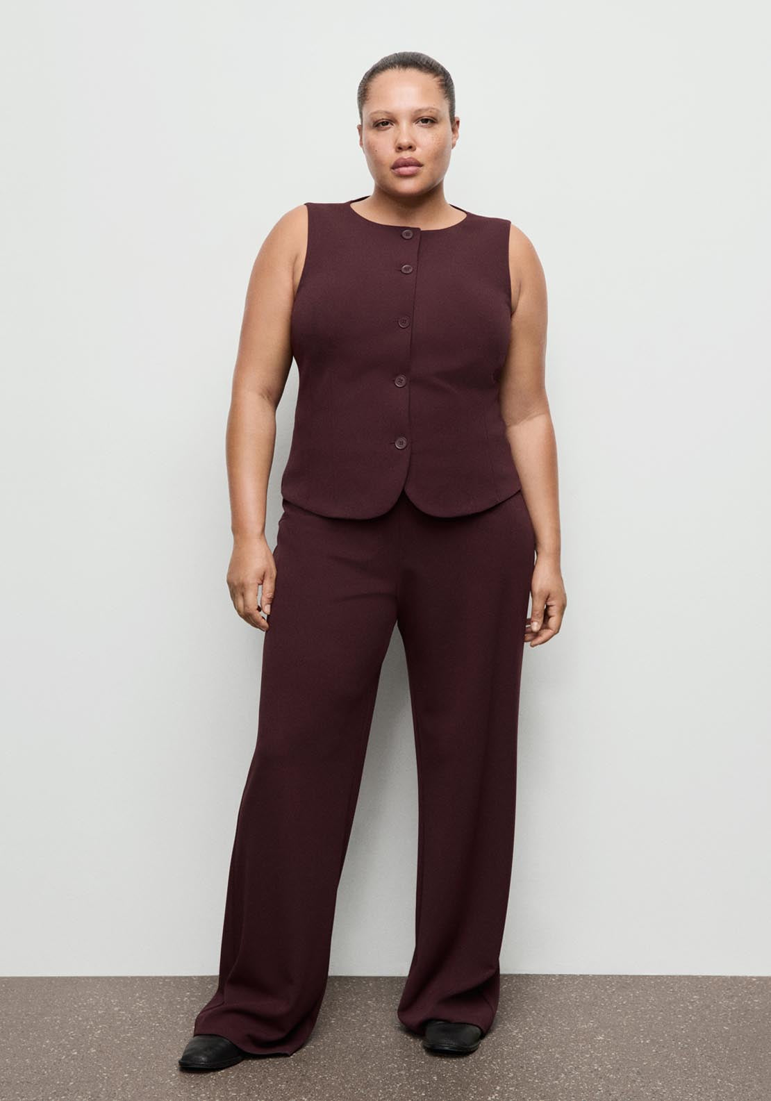 Straight Leg Trousers - Burgundy
