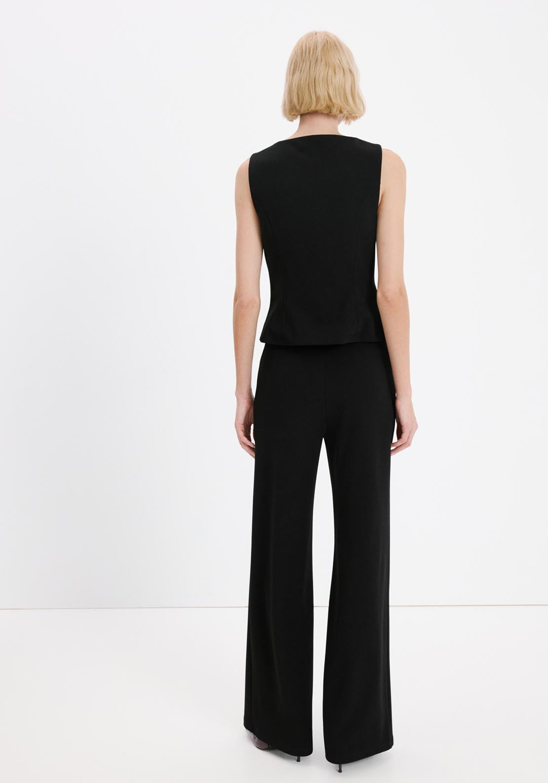 Straight Leg Trousers - Black