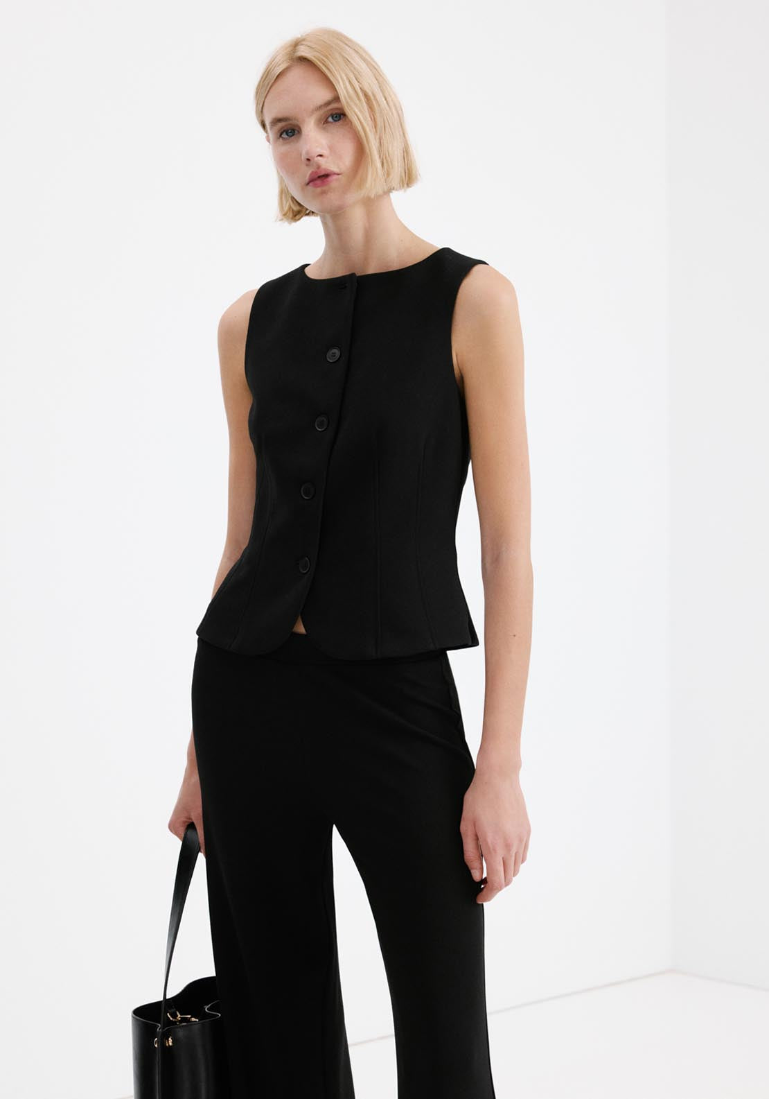 Straight Leg Trousers - Black