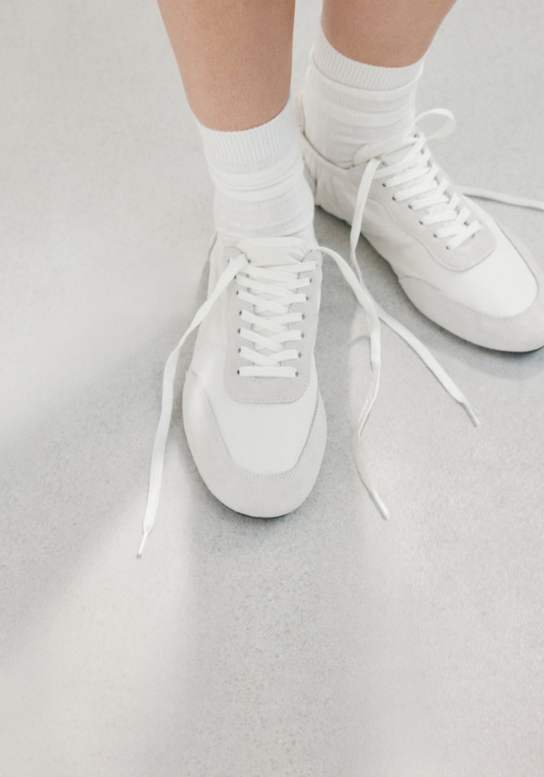 Lace Up Leather Sneakers - White