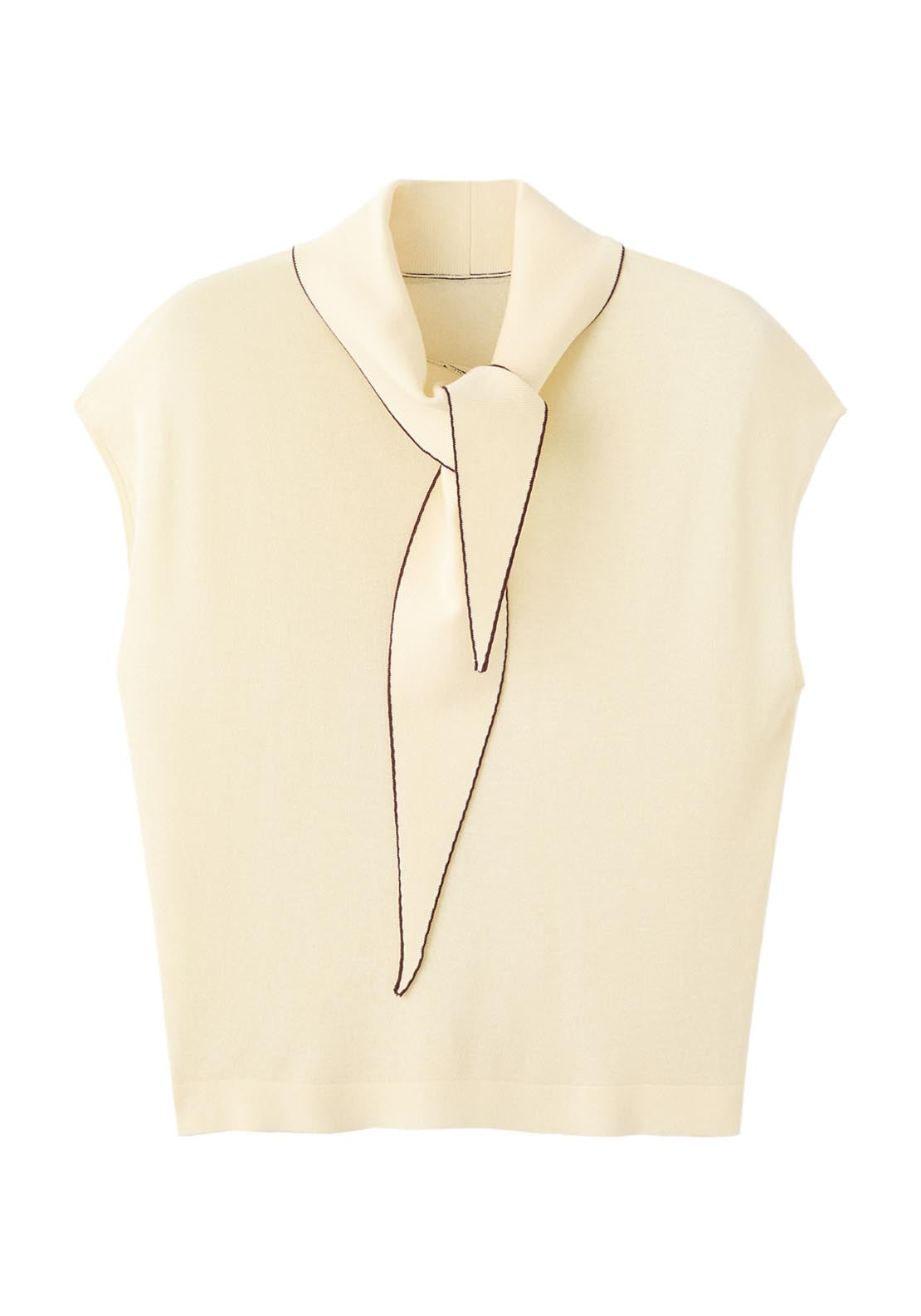 Knit Blouse With Scarf Detail - Light Yellow