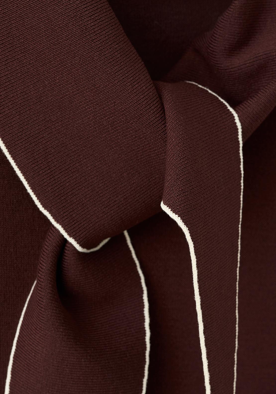 Knit Blouse With Scarf Detail - Brown