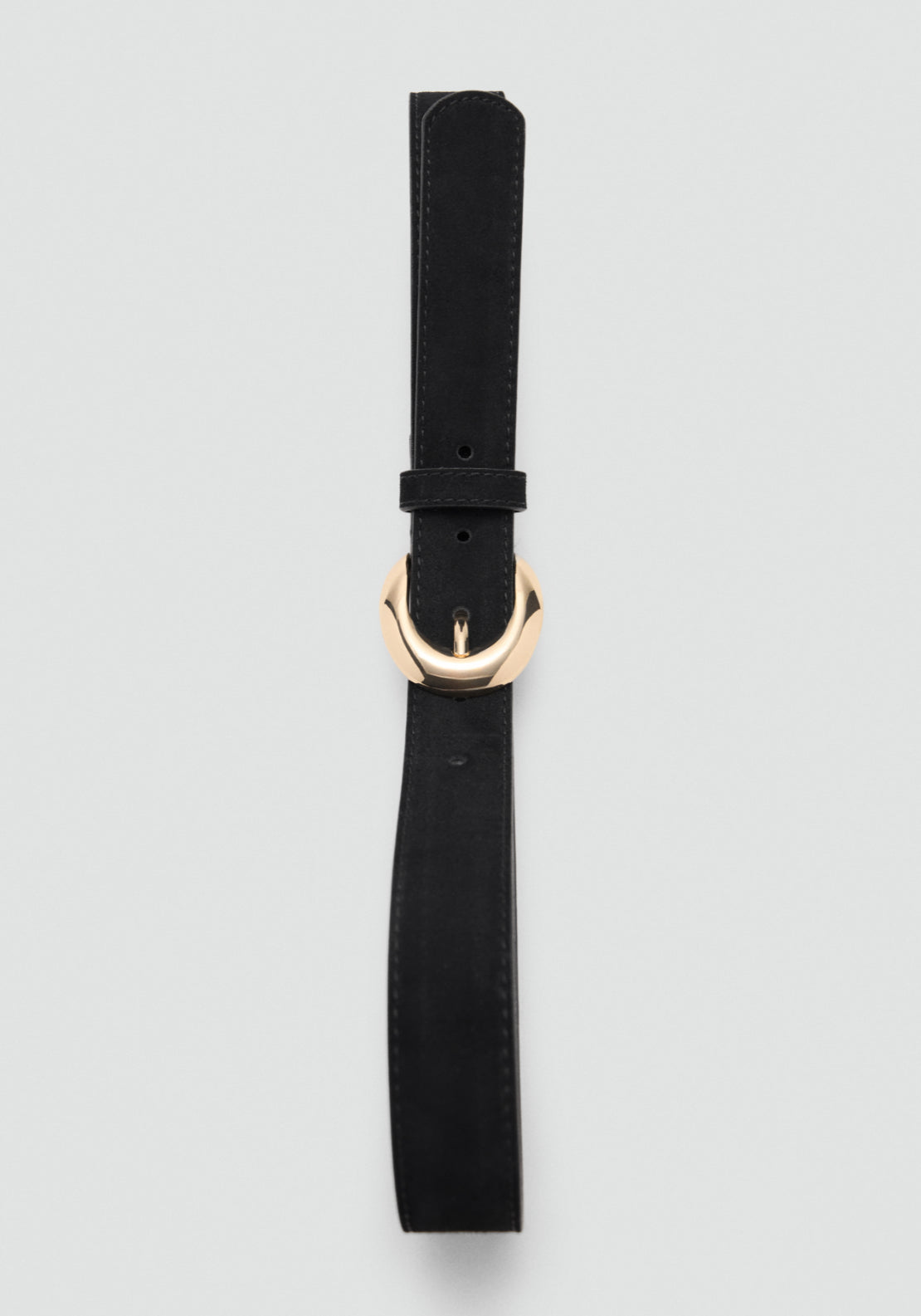 Mango Oval Buckle Leather Belt - Black 12 Shaws Department Stores